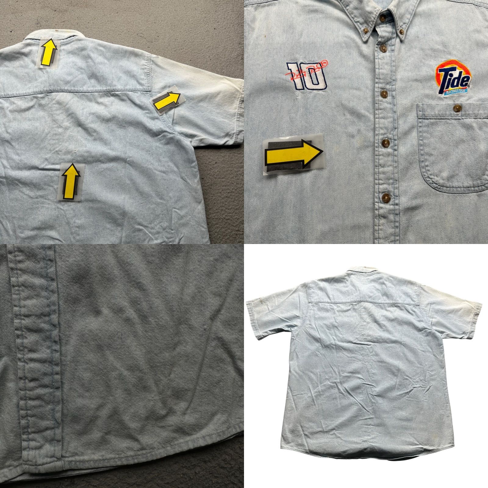 NASCAR VINTAGE NASCAR Ricky Rudd #10 Tide Denim Short Sleeve Button Shirt Mens XL Size US XL / EU 56 / 4 - 8 Thumbnail