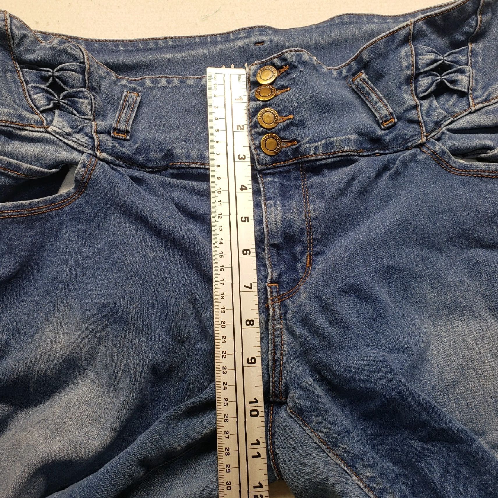 Vintage Hot & Lovely Jeans Shirt Womens Adult 20 Blue Cotton Blend Denim Skinny Stretch Button Zipper Love 90s Womens Size 42" / US 20 - 6 Thumbnail