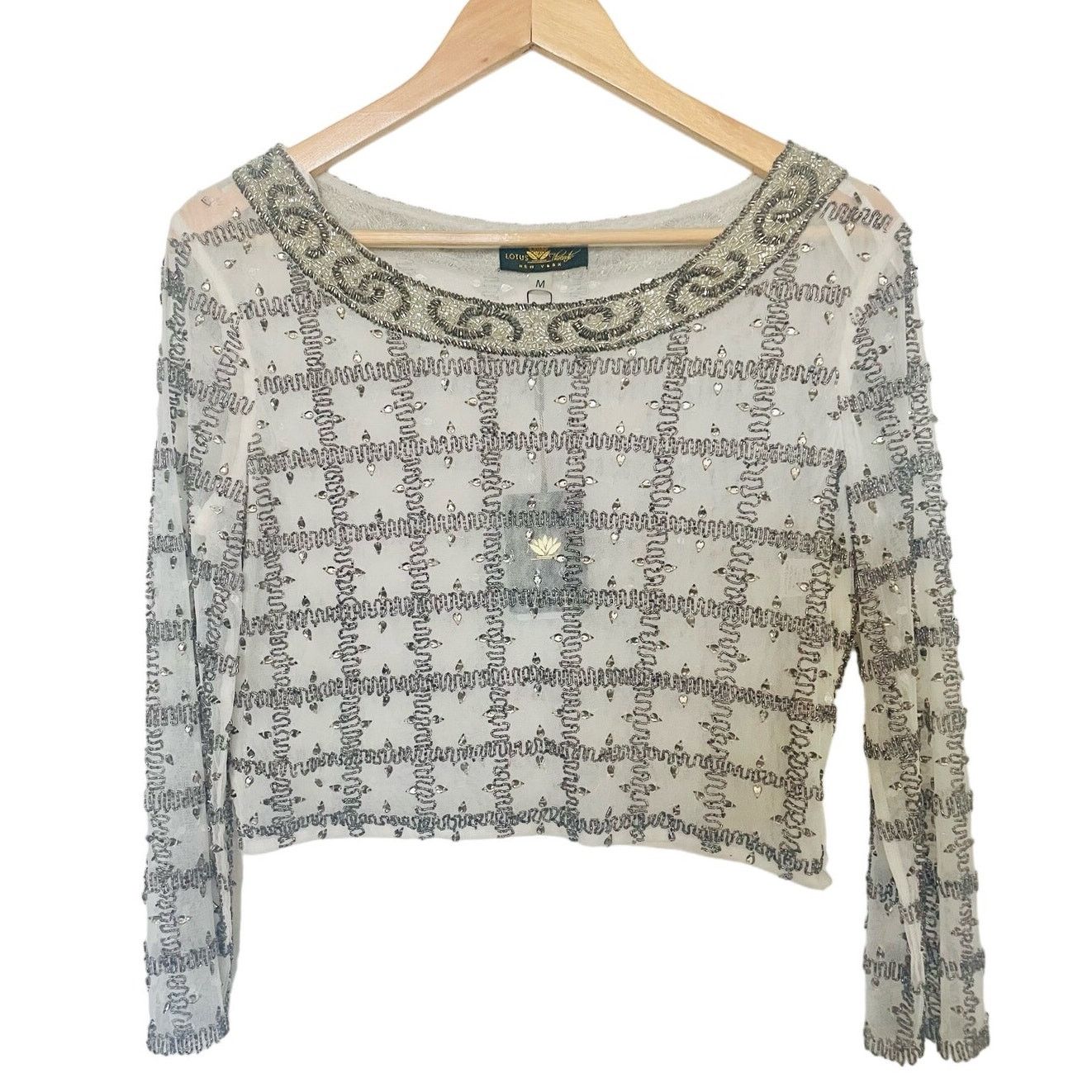 Other Lotus Threads NWT Sheer Long Sleeve Bridal Blouse Med Size M / US 6-8 / IT 42-44 - 1 Thumbnail