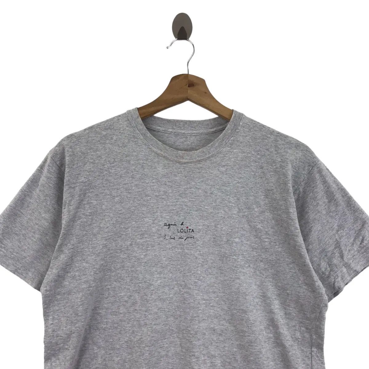 agnes b. AGNES B. PARIS France Brand Lolita Small Print Plain GreyTee Size S / US 4 / IT 40 - 2 Thumbnail