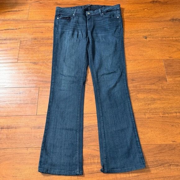 Paige PAIGE Manhattan Dark Blue Flare Jeans Sz 33 Size 33" - 6 Thumbnail