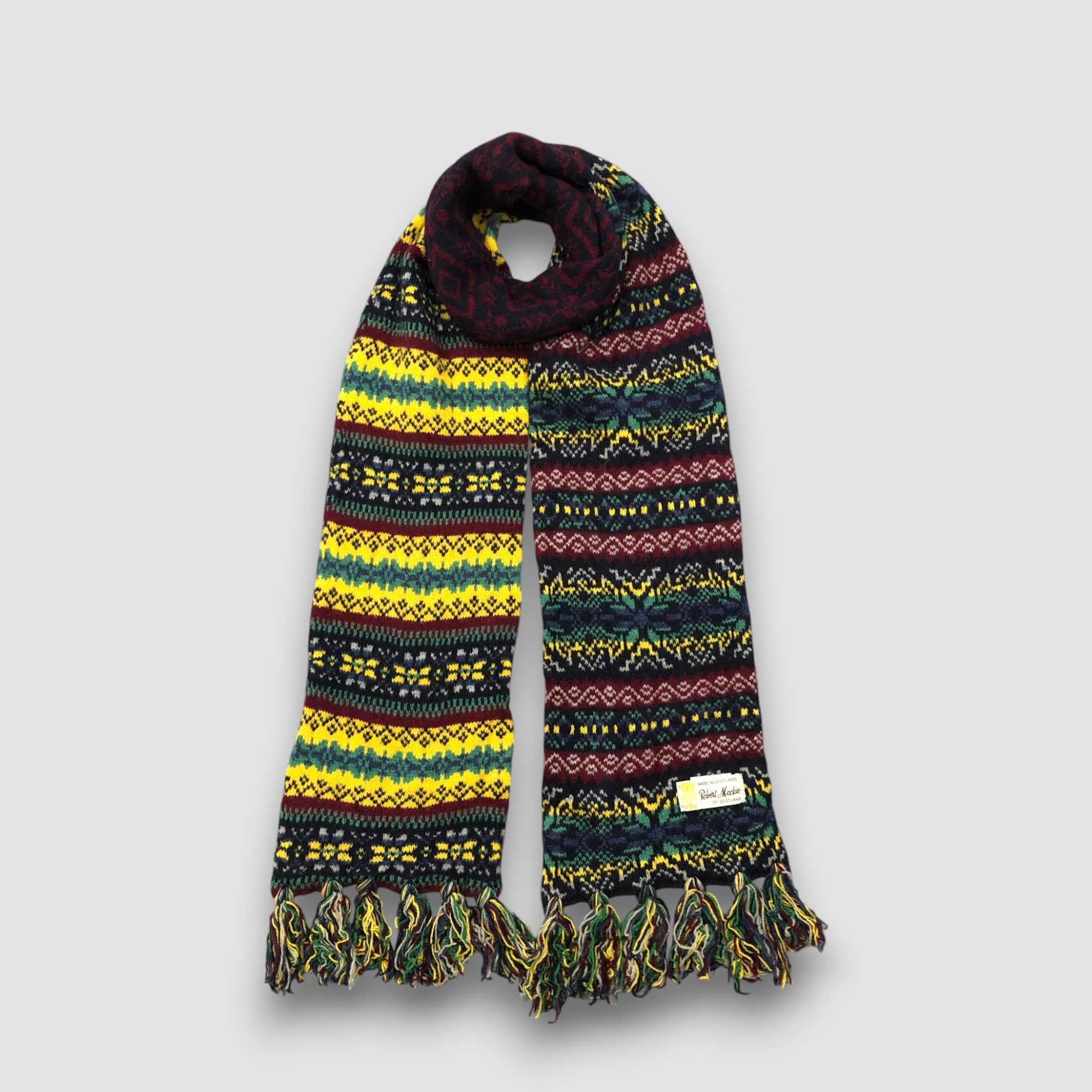 Japanese Brand Vintage Robert Mackie Scarf Muffler Wool Ribbed Knit Size ONE SIZE - 1 Thumbnail