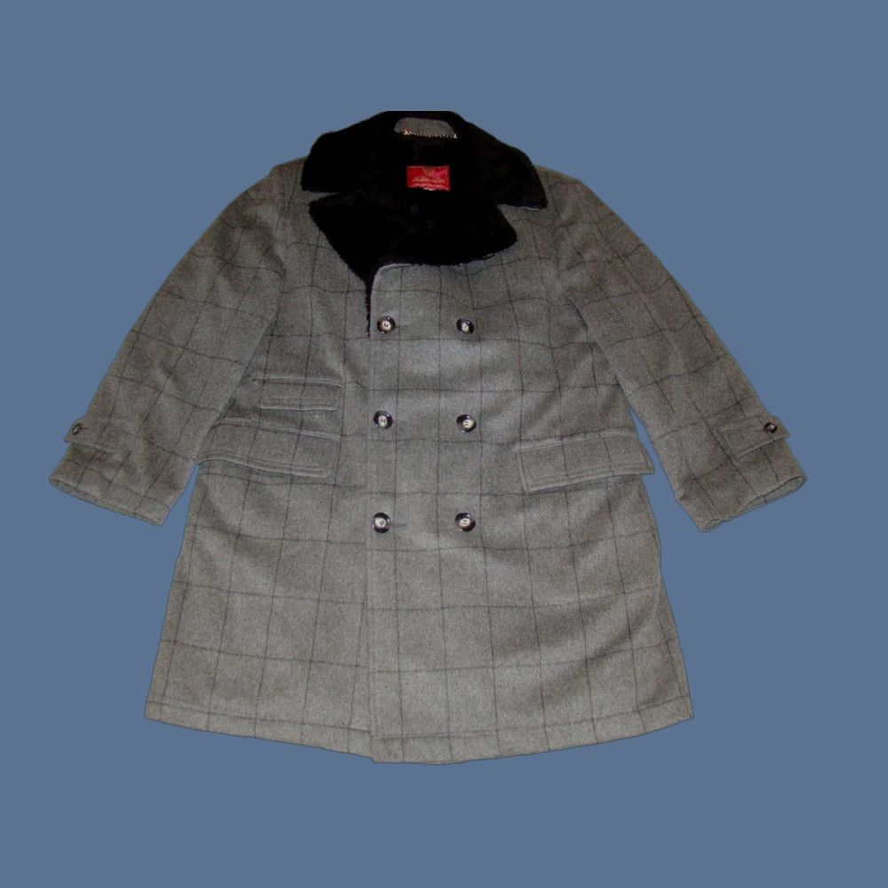 JW Anderson Vtg Anderson Little Mens Coat Wool Faux Fur Double Breasted Gray Trench Coat 42 Reg Long Window Pane Wool Men Mens Size 42 Winter Fall Size US XS / EU 42 / 0 - 1 Thumbnail