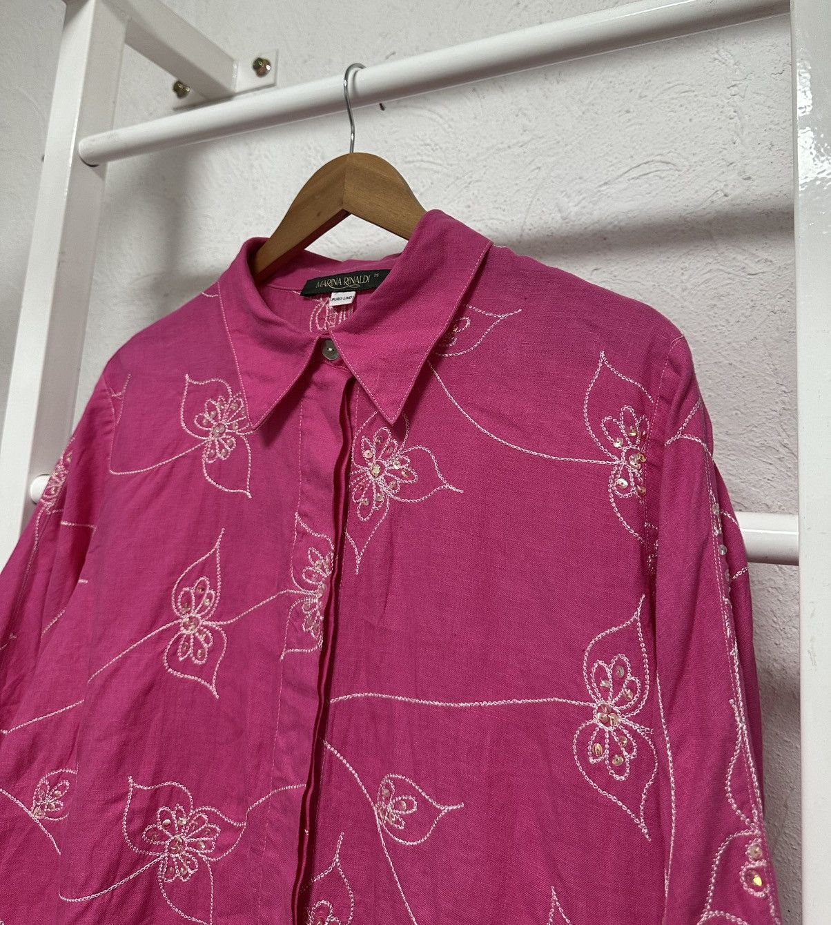 Marina Rinaldi Marina Rinaldi Women’s 100% Pure Linen Shirt Blouse Size XL Size XL / US 12-14 / IT 48-50 - 2 Thumbnail