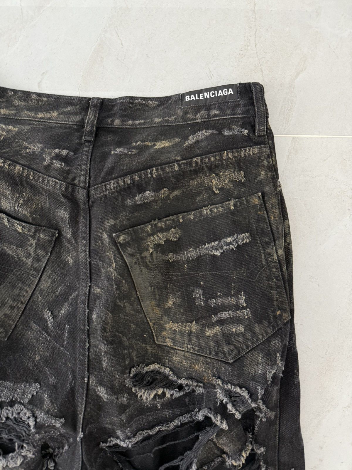Balenciaga Balenciaga SS23 Runway Complete Destroyed Black Denim Sz.XS Size US 29 - 3 Thumbnail