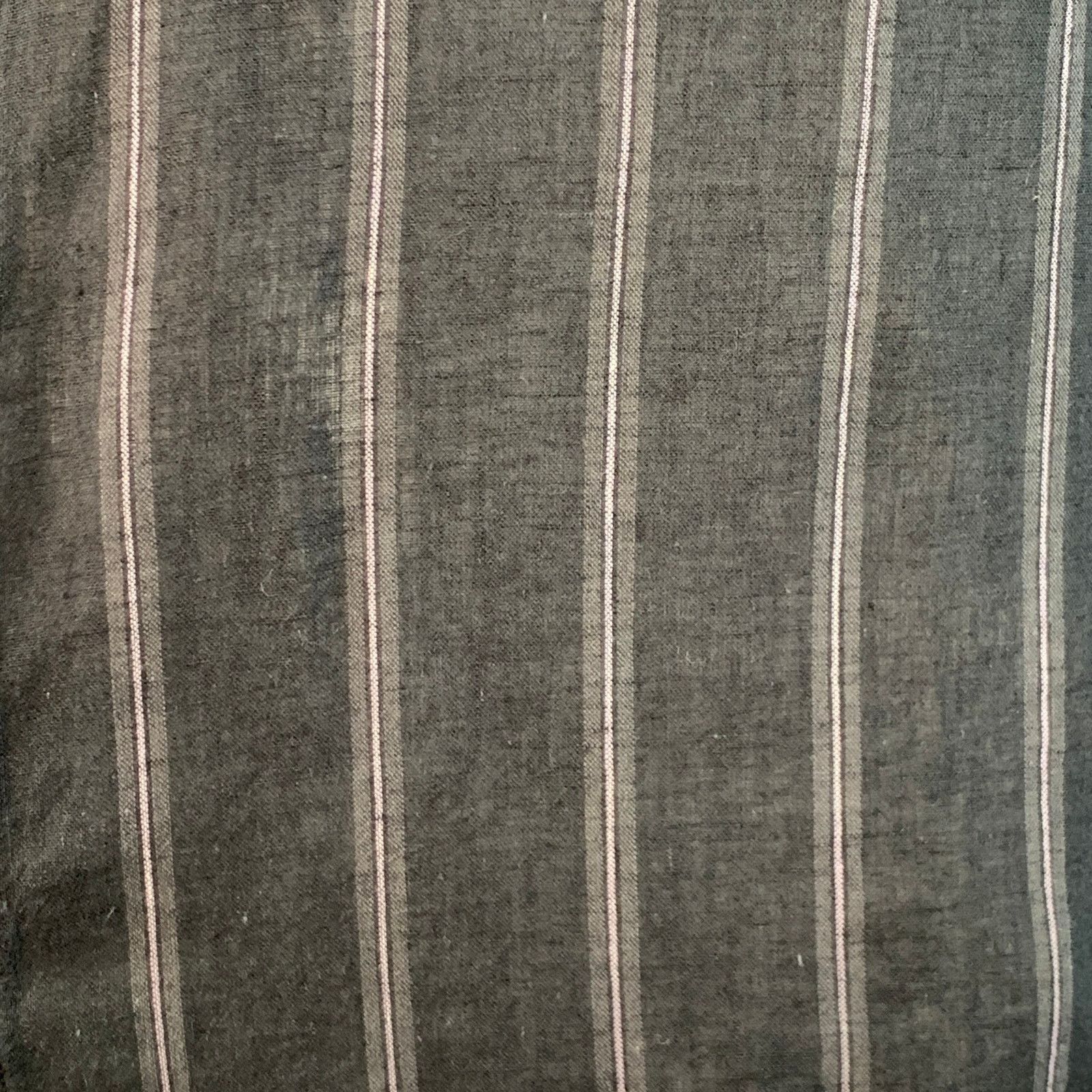 Vince Black Grey Stripe Linen Cotton Classic Fit One Pocket Shirt Size US L / EU 52-54 / 3 - 2 Thumbnail