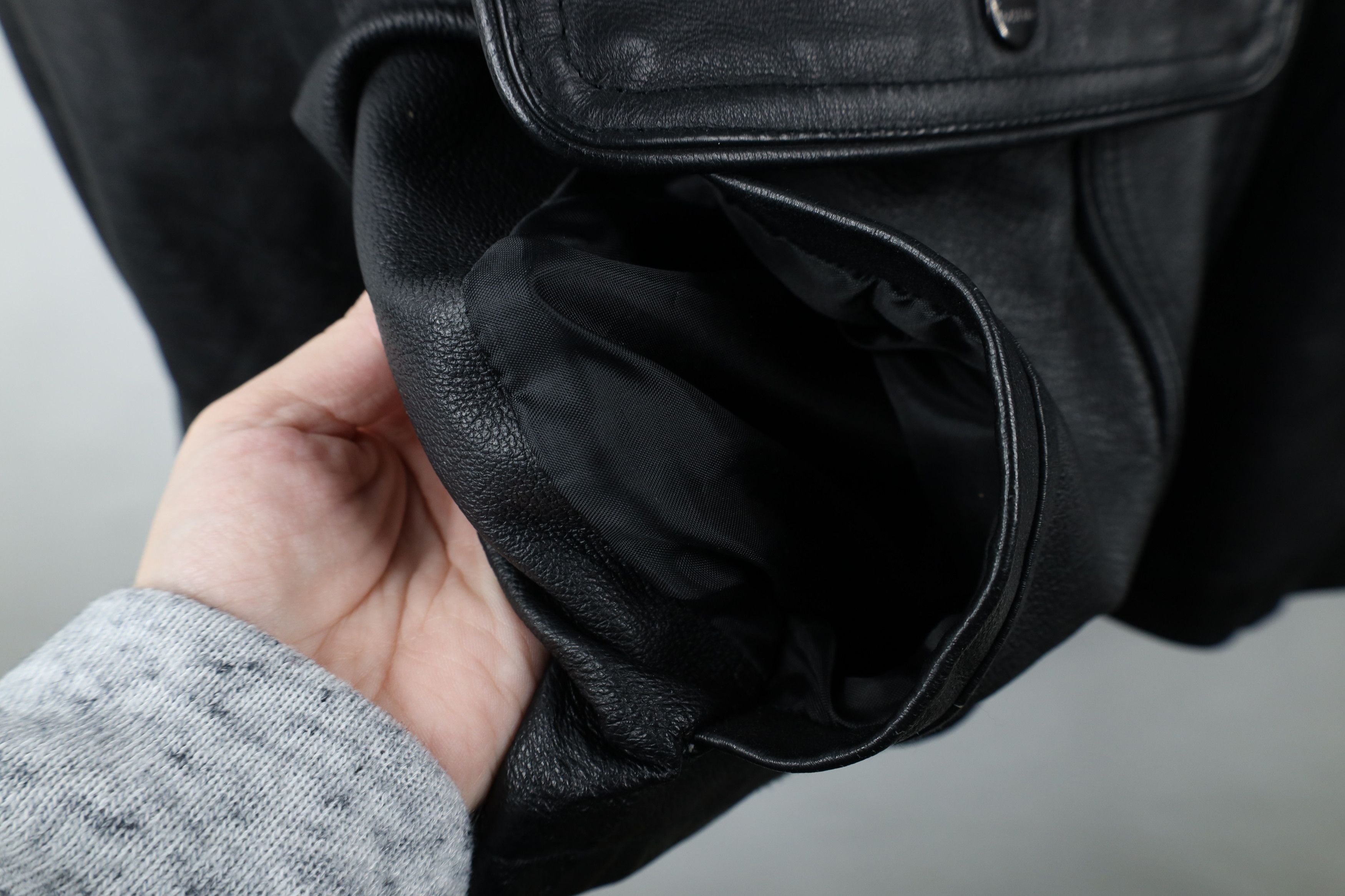 Vintage Vintage 90s Streetwear Lined Leather Chore Jacket Black Size US XL / EU 56 / 4 - 5 Thumbnail