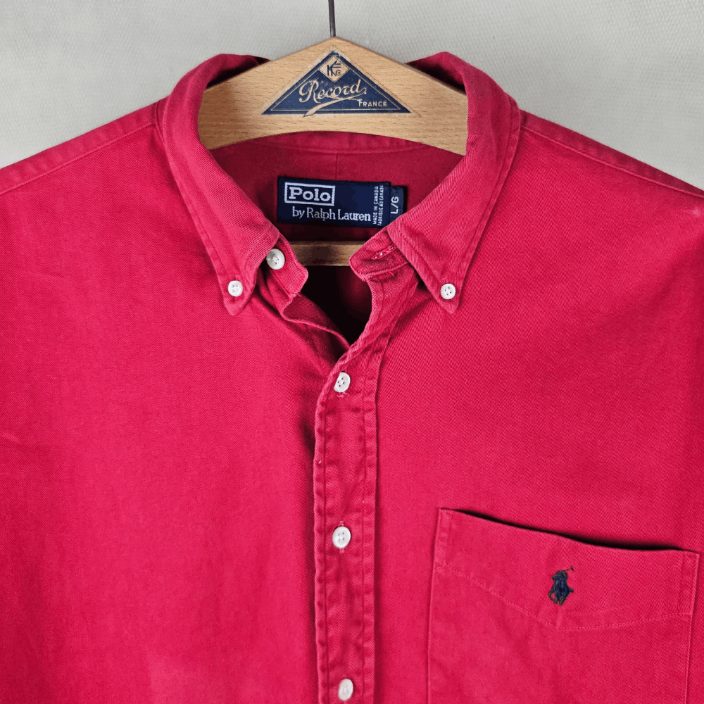 Polo Ralph Lauren Made in Canada 90s PRL Brushed Crimson Twill Shirt L Size US L / EU 52-54 / 3 - 1 Thumbnail