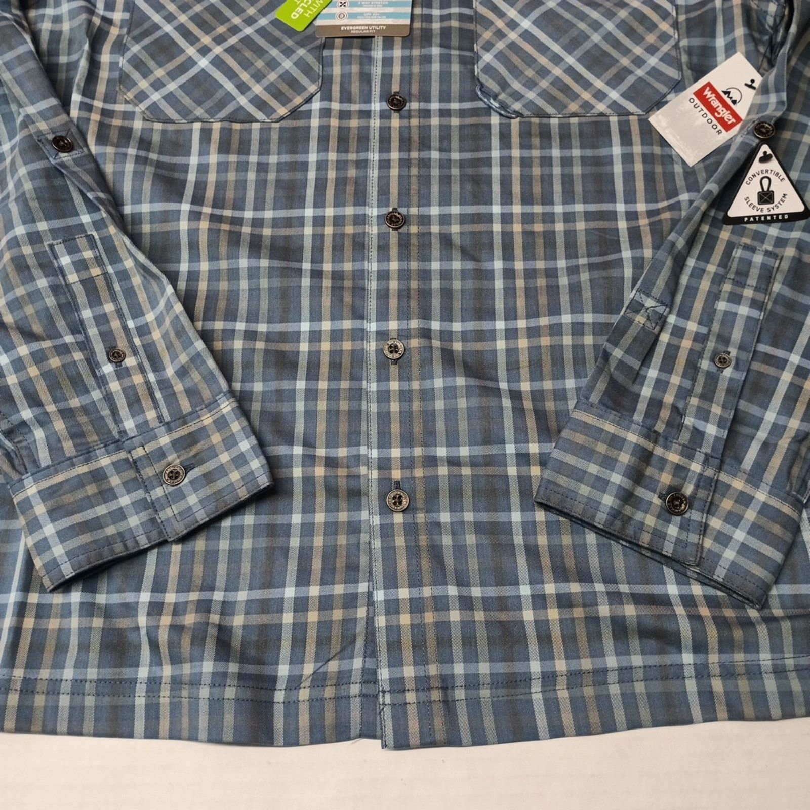 Wrangler Wrangler Shirt Men's L Blue Plaid Convertible Sleeves Size US L / EU 52-54 / 3 - 2 Thumbnail