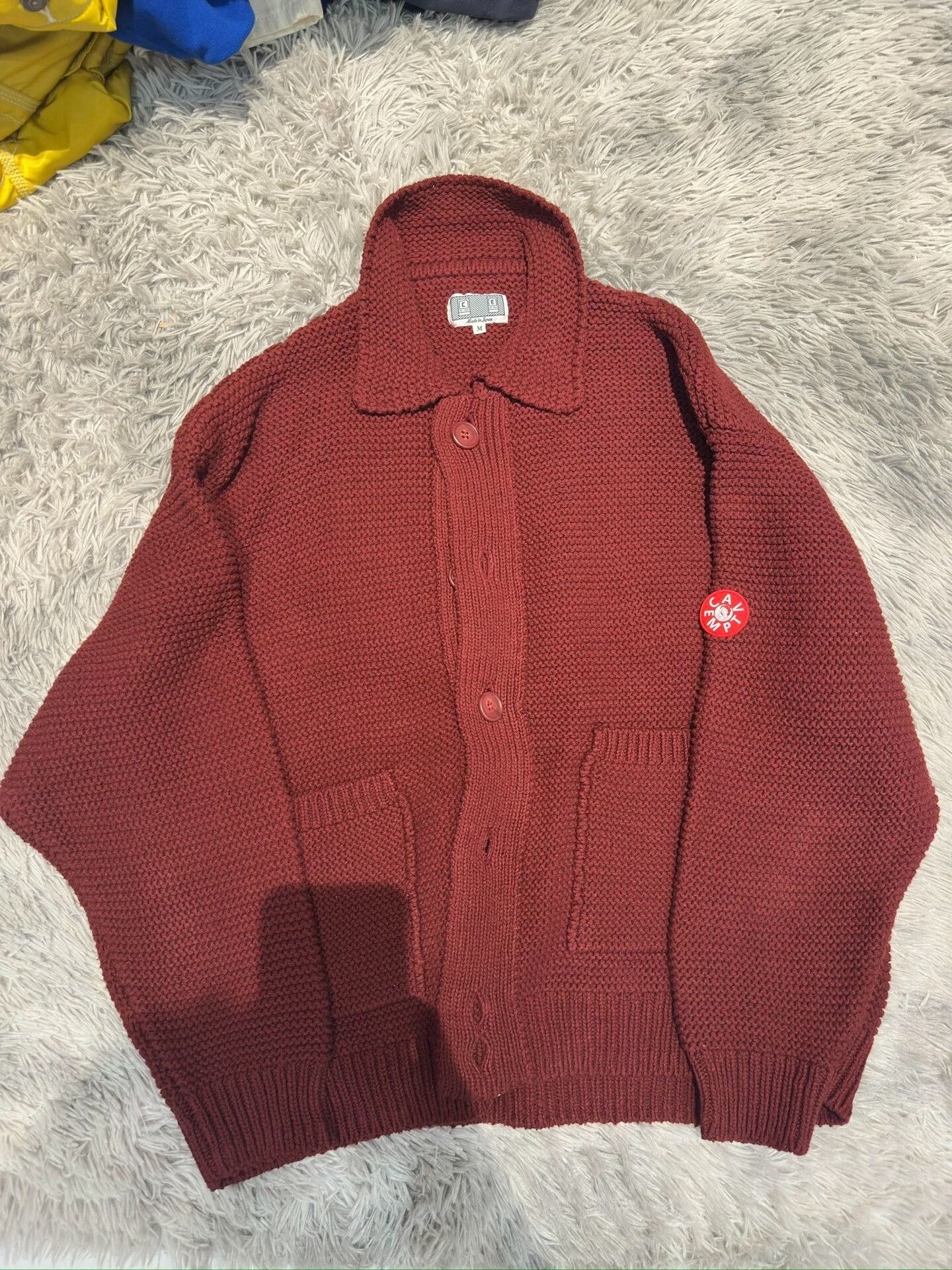 Cav Empt CE/CAVEMPT Wine Red Single-Breasted Knit Sweater Size US M / EU 48-50 / 2 - 1 Thumbnail