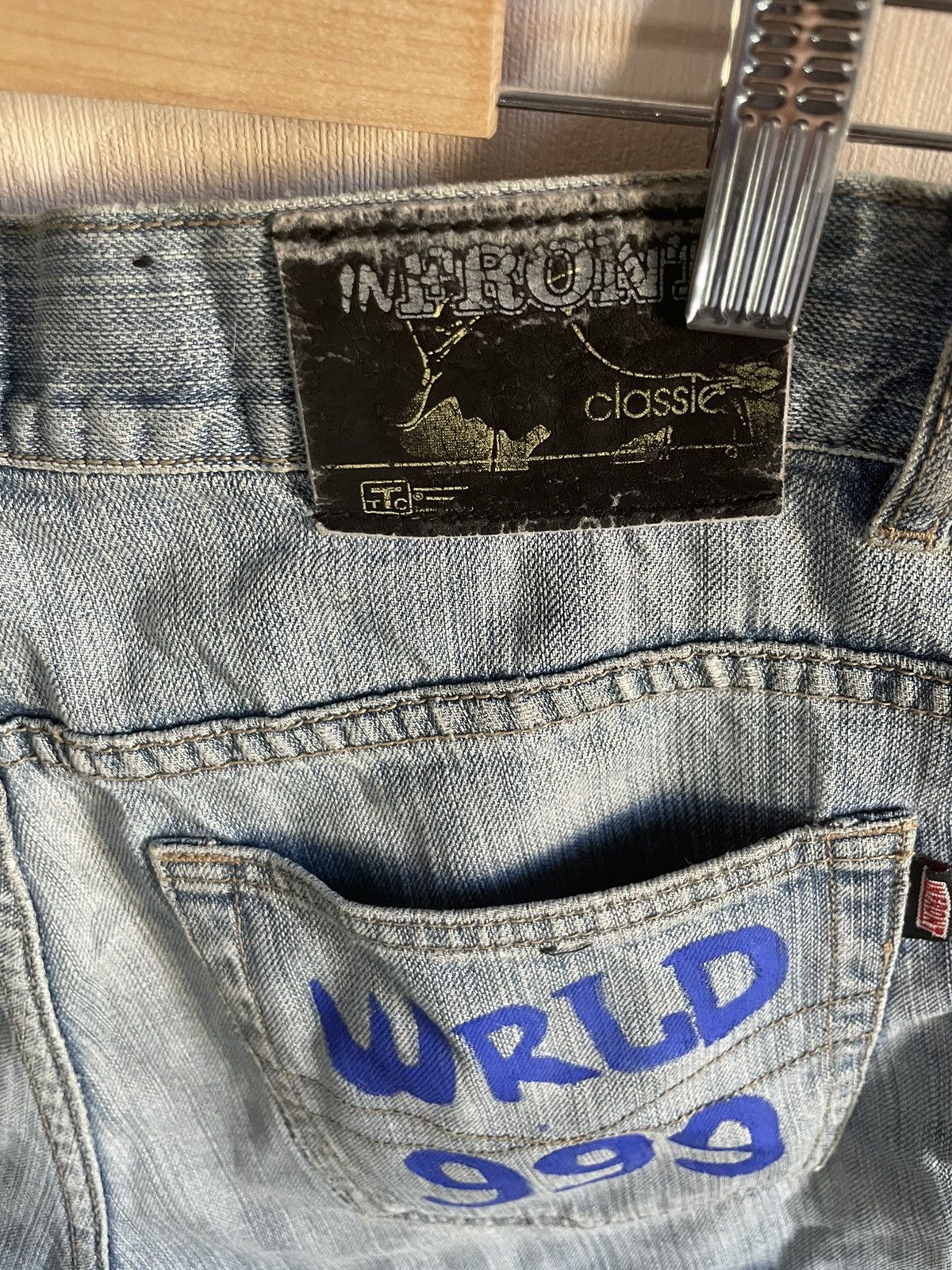 Handmade Custom y2k jeans shorts , playboy bunny , WRLD 999 Size 28" / US 6 / IT 42 - 7 Thumbnail