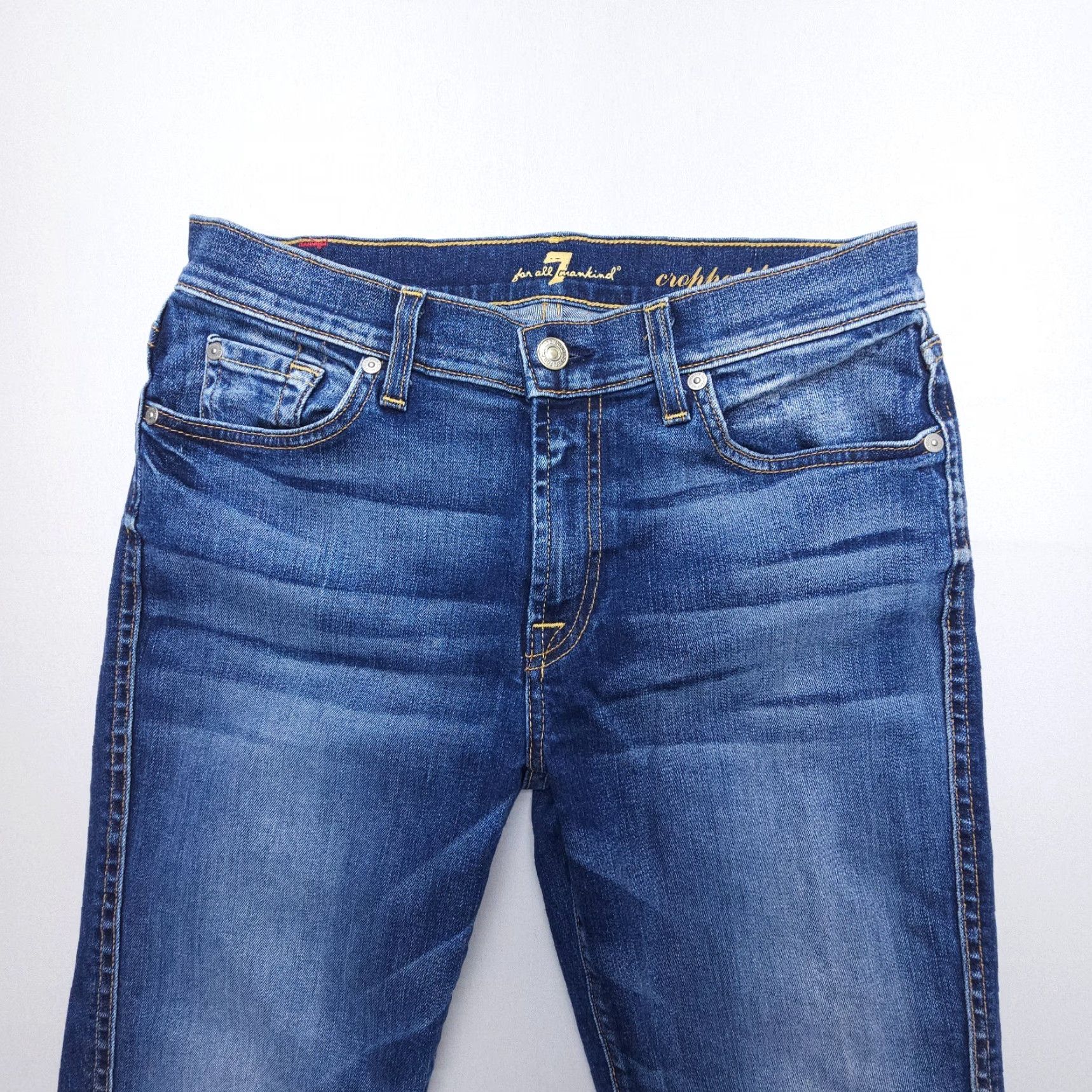 7 For All Mankind 7 For All Mankind Jeans Cropped Boot Womens 28 Dark Wash Mid Steel Blue Denim 7 For All Mankind Jeans Vintage? No Size 28" / US 6 / IT 42 - 3 Thumbnail