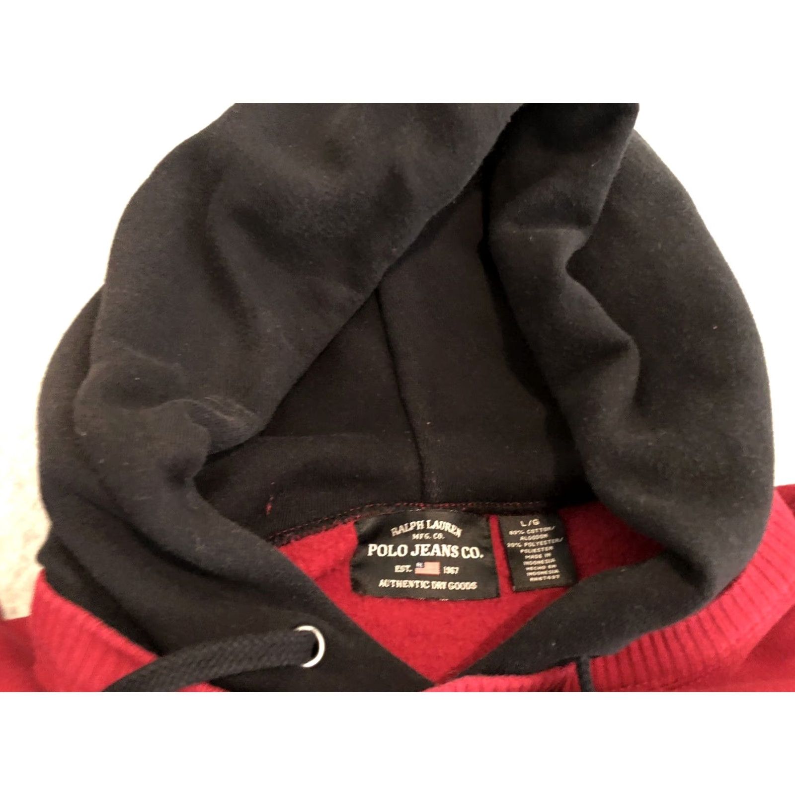 Ralph Lauren Ralph Lauren Polo Jeans Co Red Black Hoodie Sweater Embroidered Mens Large Size US L / EU 52-54 / 3 - 3 Thumbnail