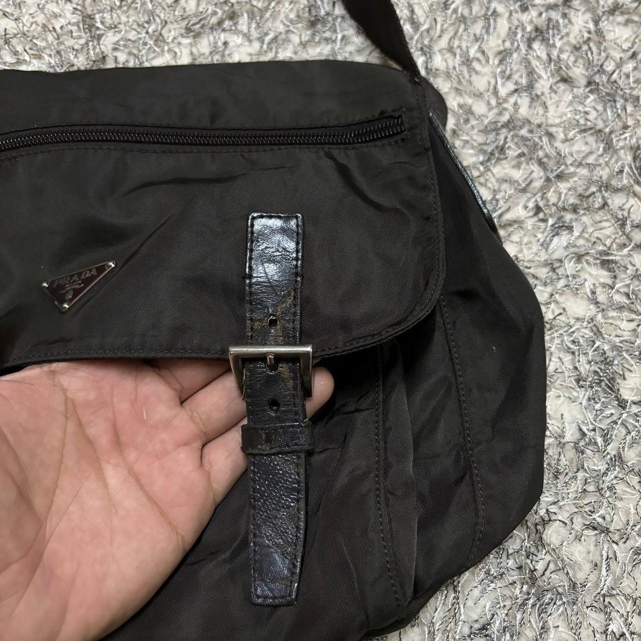 Prada Vtg Prada Vela Nylon Messenger Bag Black Buckle Crossbody Size ONE SIZE - 11 Thumbnail
