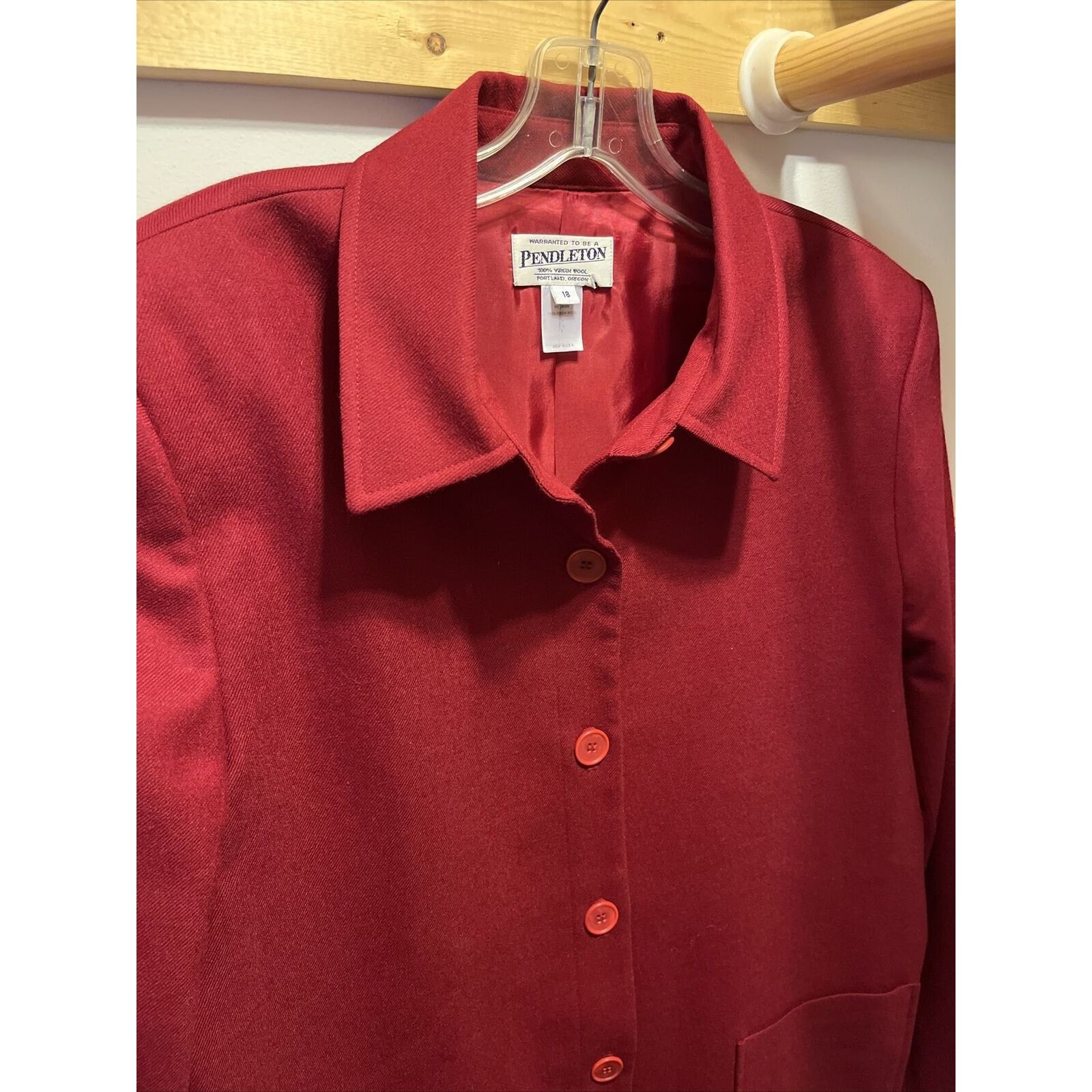 Pendleton Pendleton Vintage Women’s Size 18 Red Wool LS Button Up Coat Size XXL / US 16-18 / IT 52-54 - 7 Thumbnail