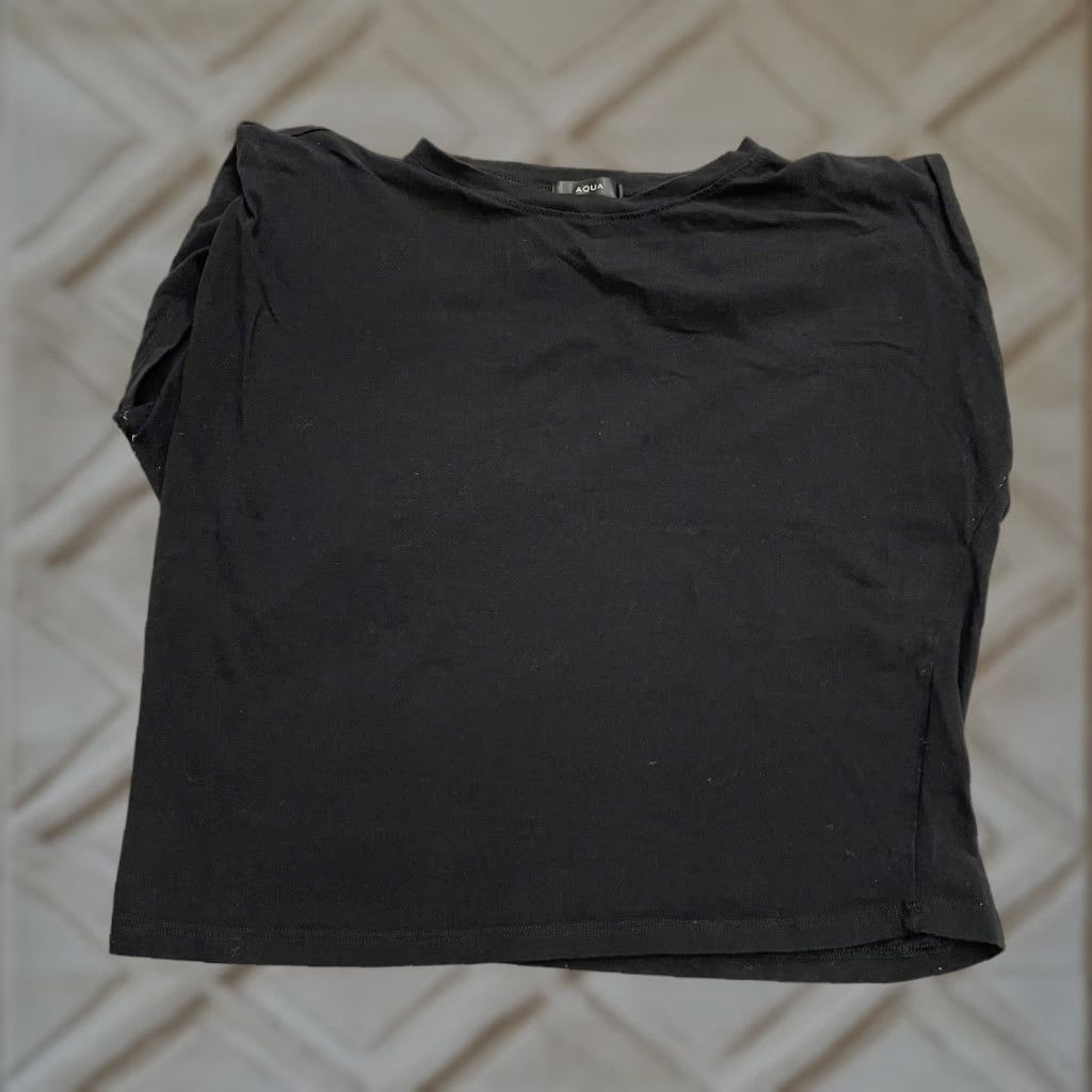 AQUA Aqua Tunic Blouse Womens Small Black Casual Knit Padded Sleeve Top Size S / US 4 / IT 40 - 1 Thumbnail
