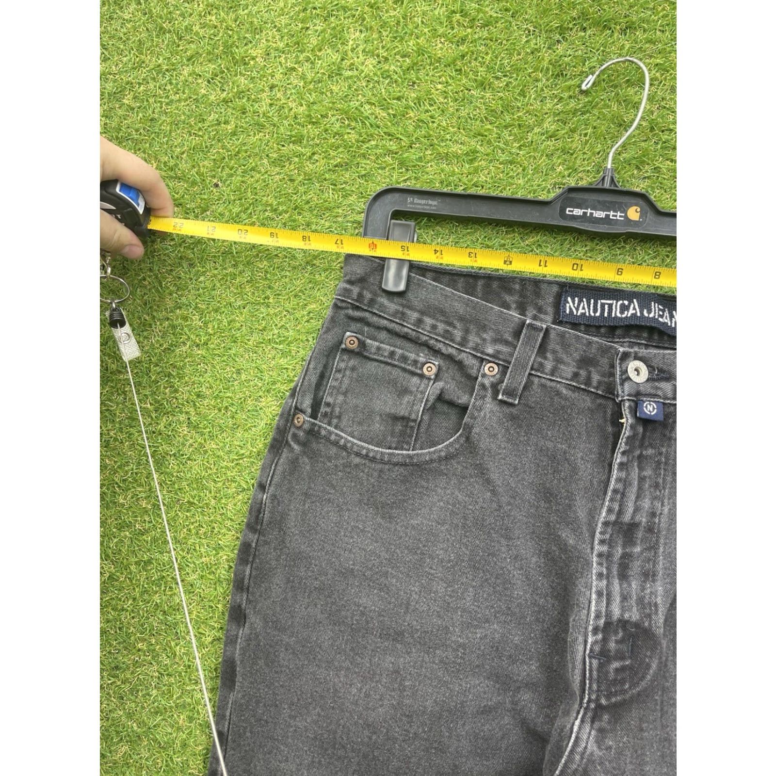 Nautica VINTAGE Nautica Jeans Mens 36x30 Black Denim Relaxed Fit 5-Pocket Belt Loops Pockets Straight Skater Y2K Grunge Hip Hop Size US 36 / EU 52 - 6 Thumbnail