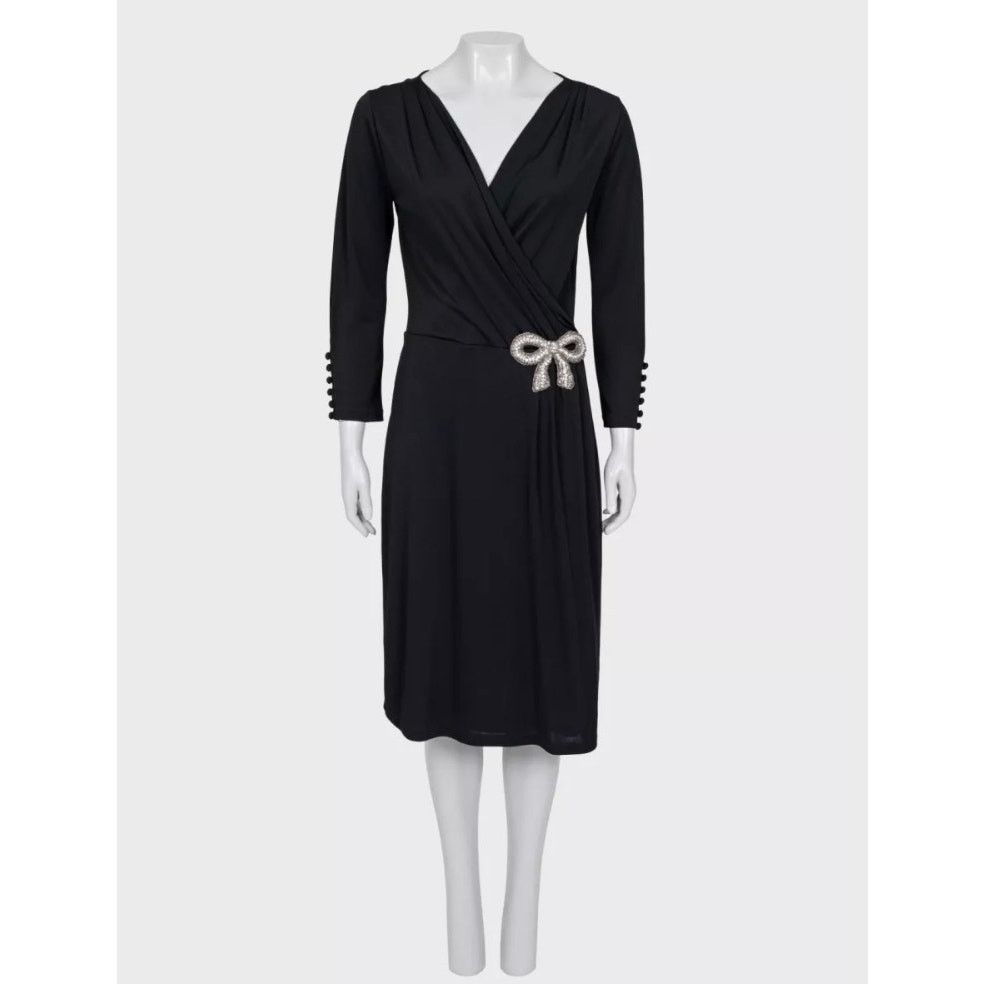 Valentino Valentino Black Bow Rhinestone Dress - IT 44 L Size L / US 10 / IT 46 - 1 Thumbnail