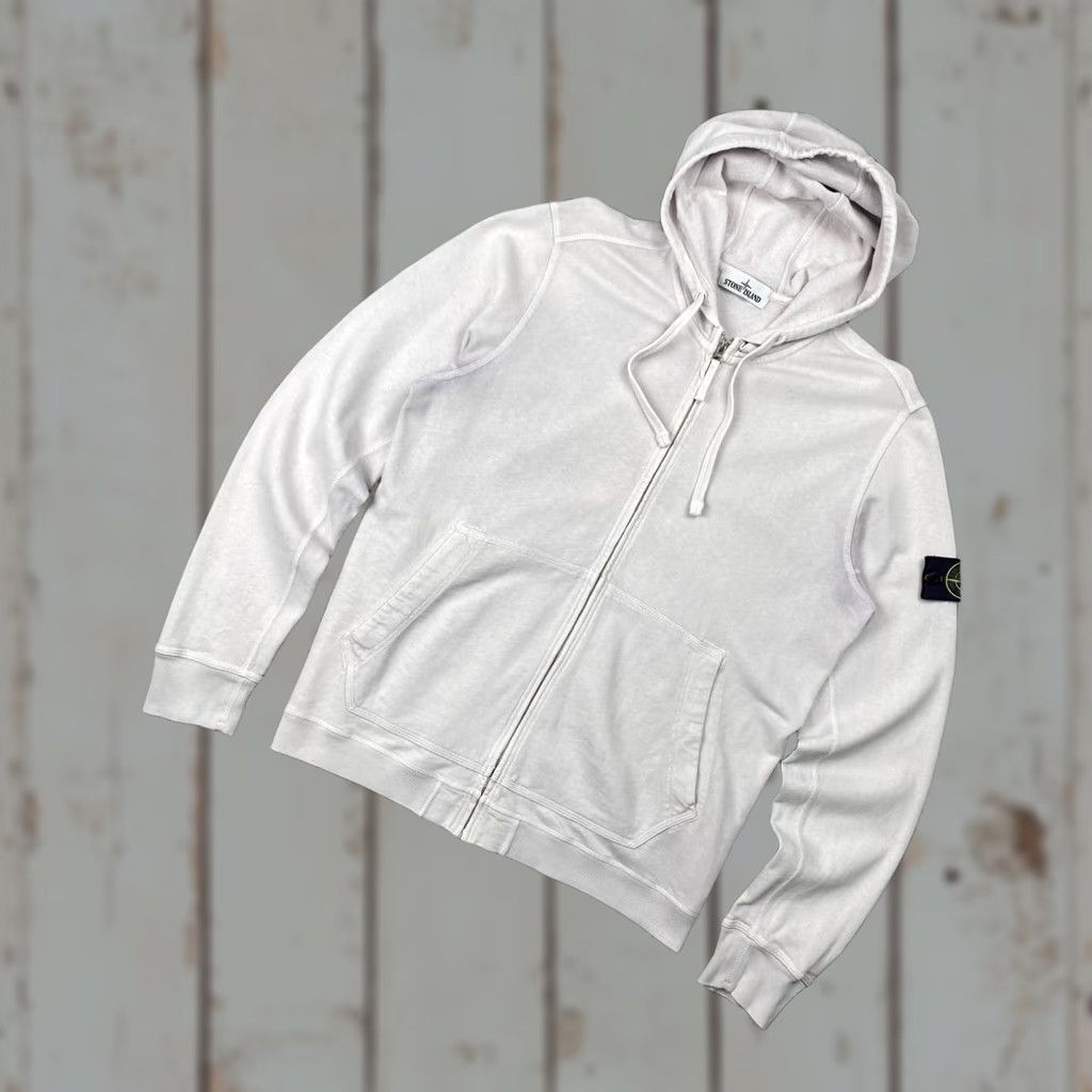 Stone Island VINTAGE Stone Island Zip Hoodie Men XL White Size US XL / EU 56 / 4 - 1 Thumbnail