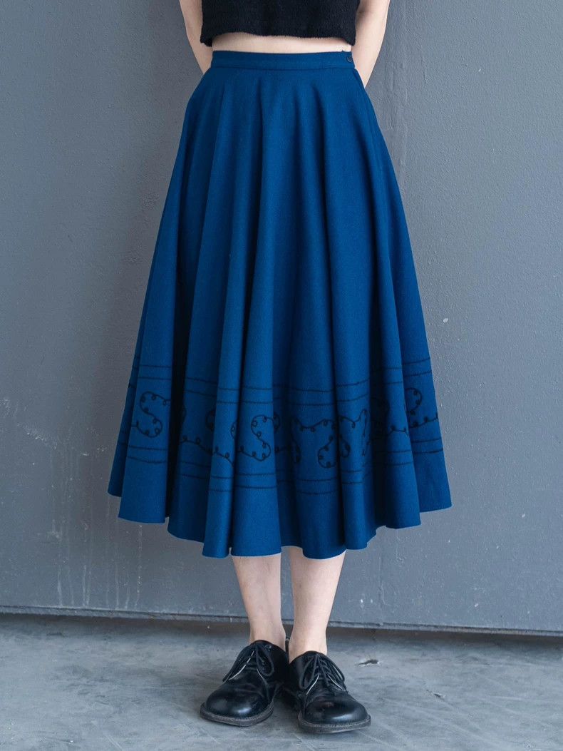 Kenzo KENZO Blue wool embroidered half dress Size 24" / US 00 / IT 34 - 4 Thumbnail
