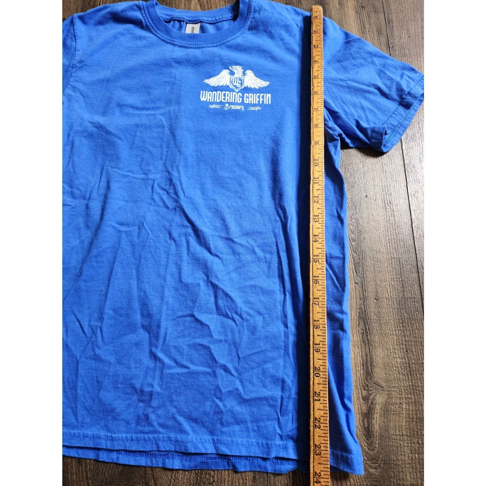 Gildan Mens S T-Shirt Unisex Adults Blue Cotton Blend Double-Sided Logo Gildan Bevo? Size US S / EU 44-46 / 1 - 3 Thumbnail