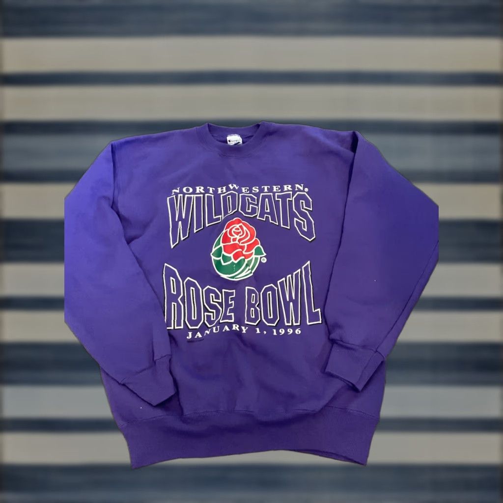 Champion VINTAGE Champion Northwestern Rose Bowl Reverse Weave Sweatshirt Shirt Mens L Purple NCAA 90s College Football Graphic Print Size US L / EU 52-54 / 3 - 1 Thumbnail