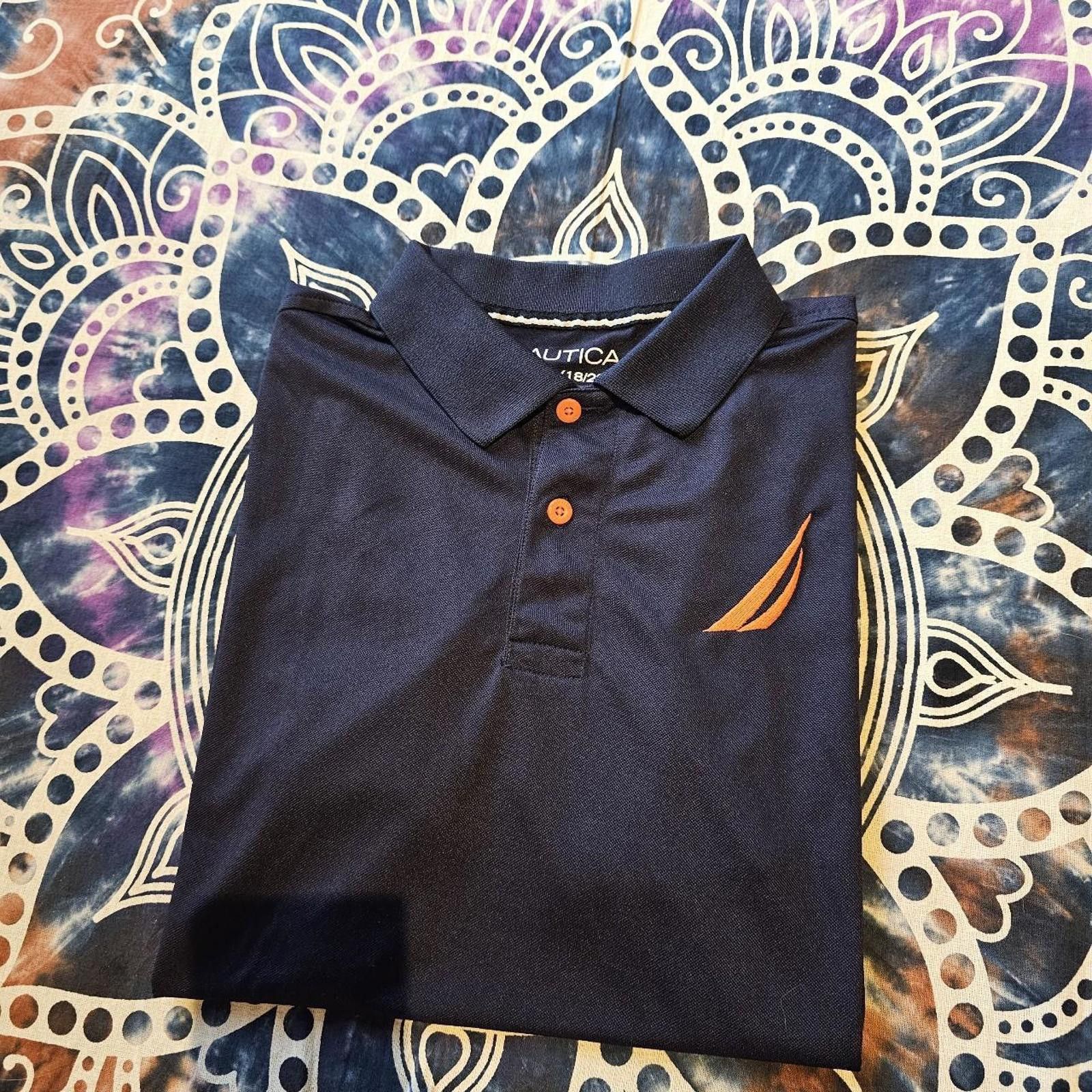 Nautica Nautica Kid's Orange and Navy XL Polo-shirt Size US XL / EU 56 / 4 - 7 Thumbnail