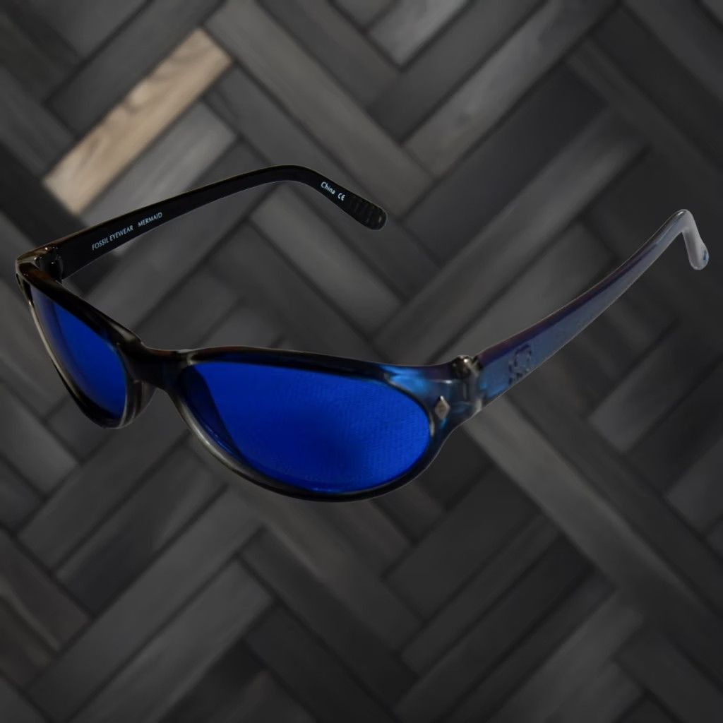 Fossil Fossil Sunglasses 56[]17 140 Mermaid Blue Lens Blue Frame Women Sunglasses Size ONE SIZE - 1 Thumbnail