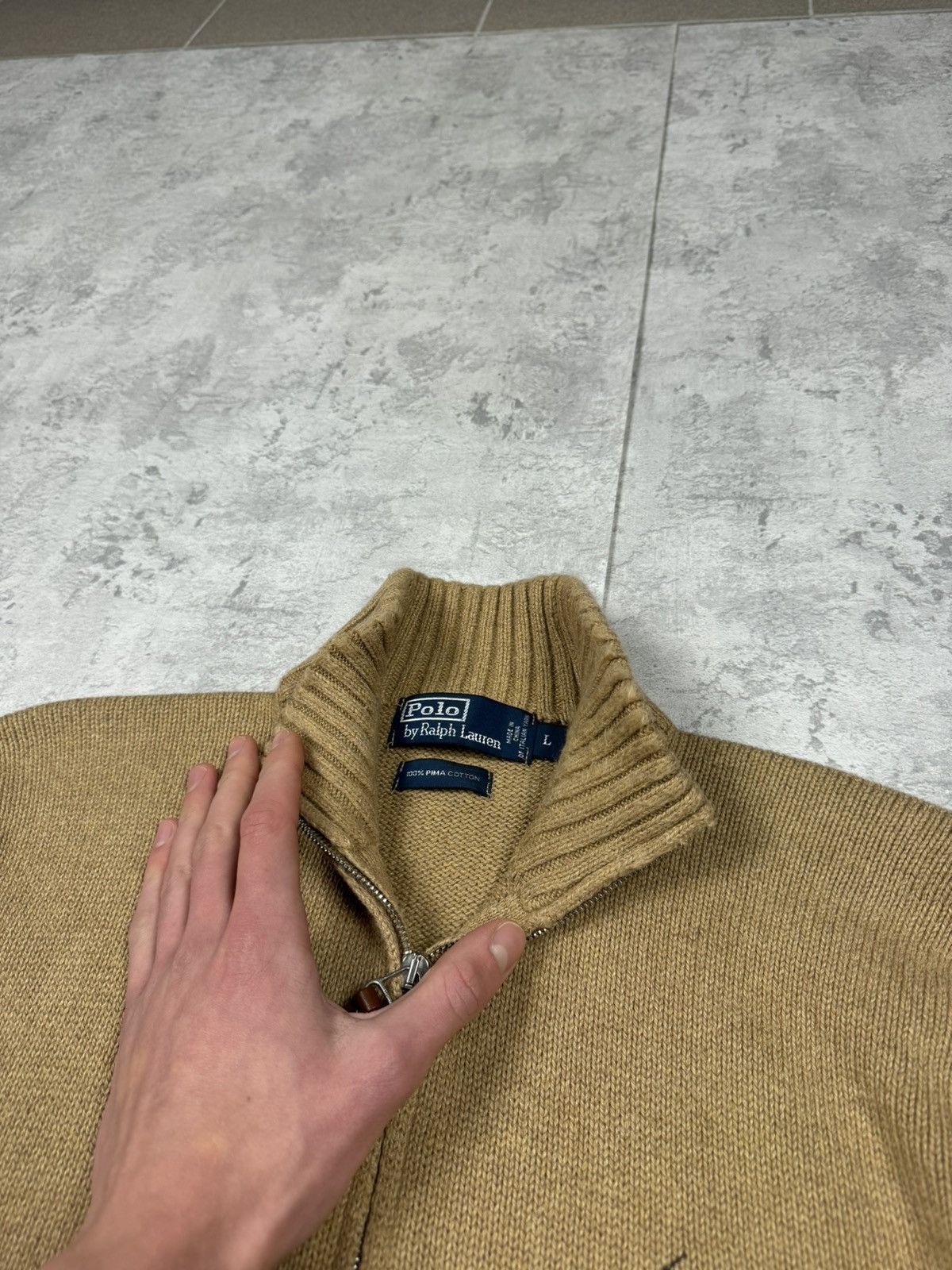 Polo Ralph Lauren Vintage Polo Ralph Lauren Y2K Beige Sweater 1/4 Zip Size L Size US L / EU 52-54 / 3 - 9 Thumbnail