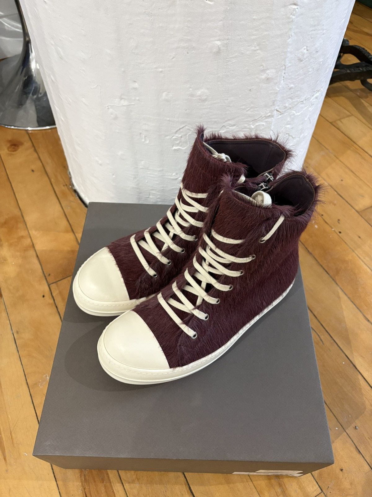 Rick Owens Rick Owens FW23 "Luxor" Amethyst pony hair ramones Size US 9.5 / EU 42-43 - 2 Thumbnail