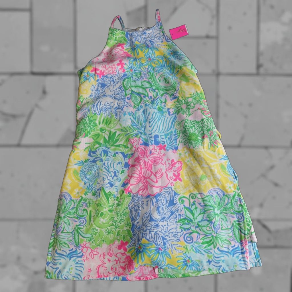 Lilly Pulitzer Lilly Pulitzer Romper Women's 2 Blue Green Pearl Floral Sleeveless Zip One-Piece Casual Regular Modern Colorful 2 Size 26" / US 2 / IT 38 - 1 Thumbnail