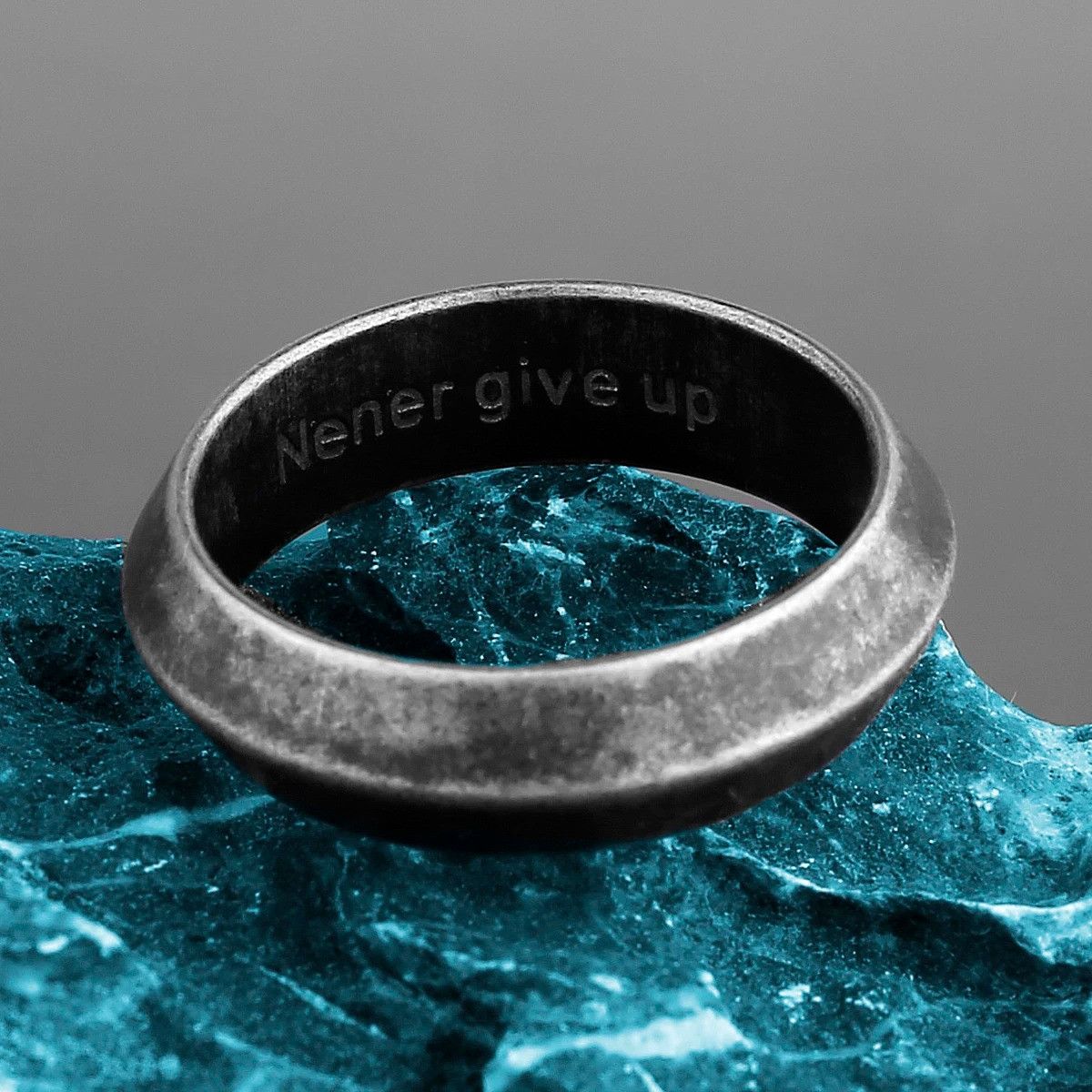 Vintage Retro Old Black Ring Size 44 - 4 Thumbnail