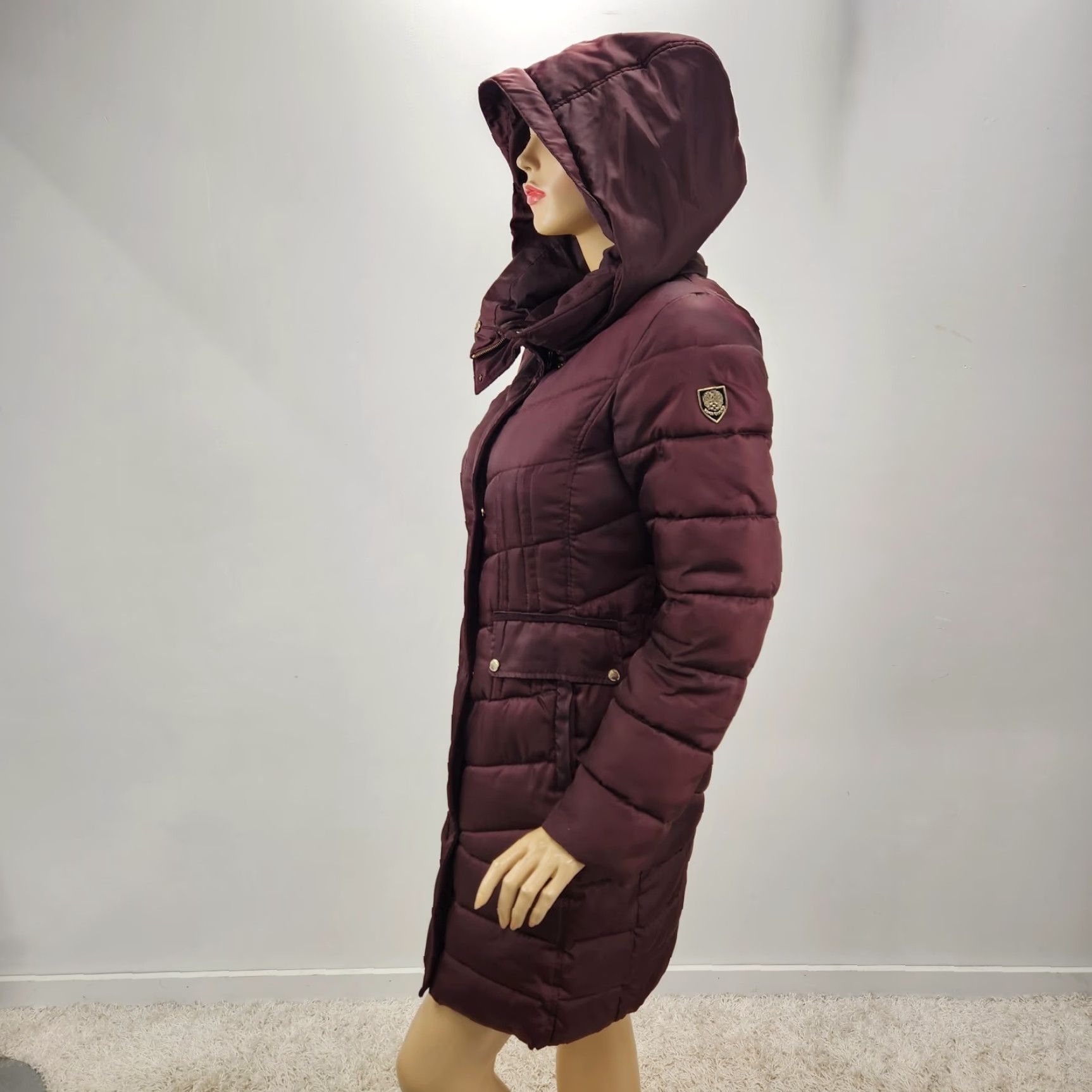 Vince Camuto Vince Camuto Puffer Jacket Women's S Burgundy Hood Old Money Cozy Gorpcore Jacket Coats Size S / US 4 / IT 40 - 3 Thumbnail