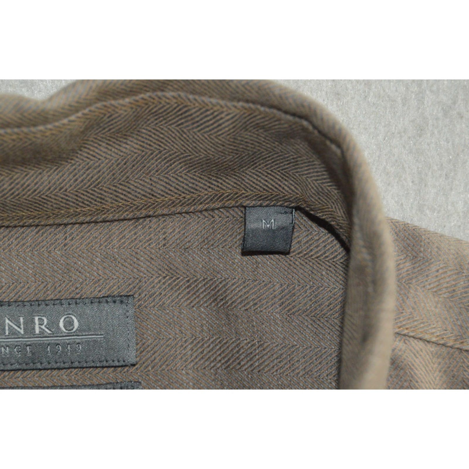 Enro ENRO Mens Dress Shirt Long Sleeve Brown Cotton Medium Pocket Size 40R - 5 Thumbnail