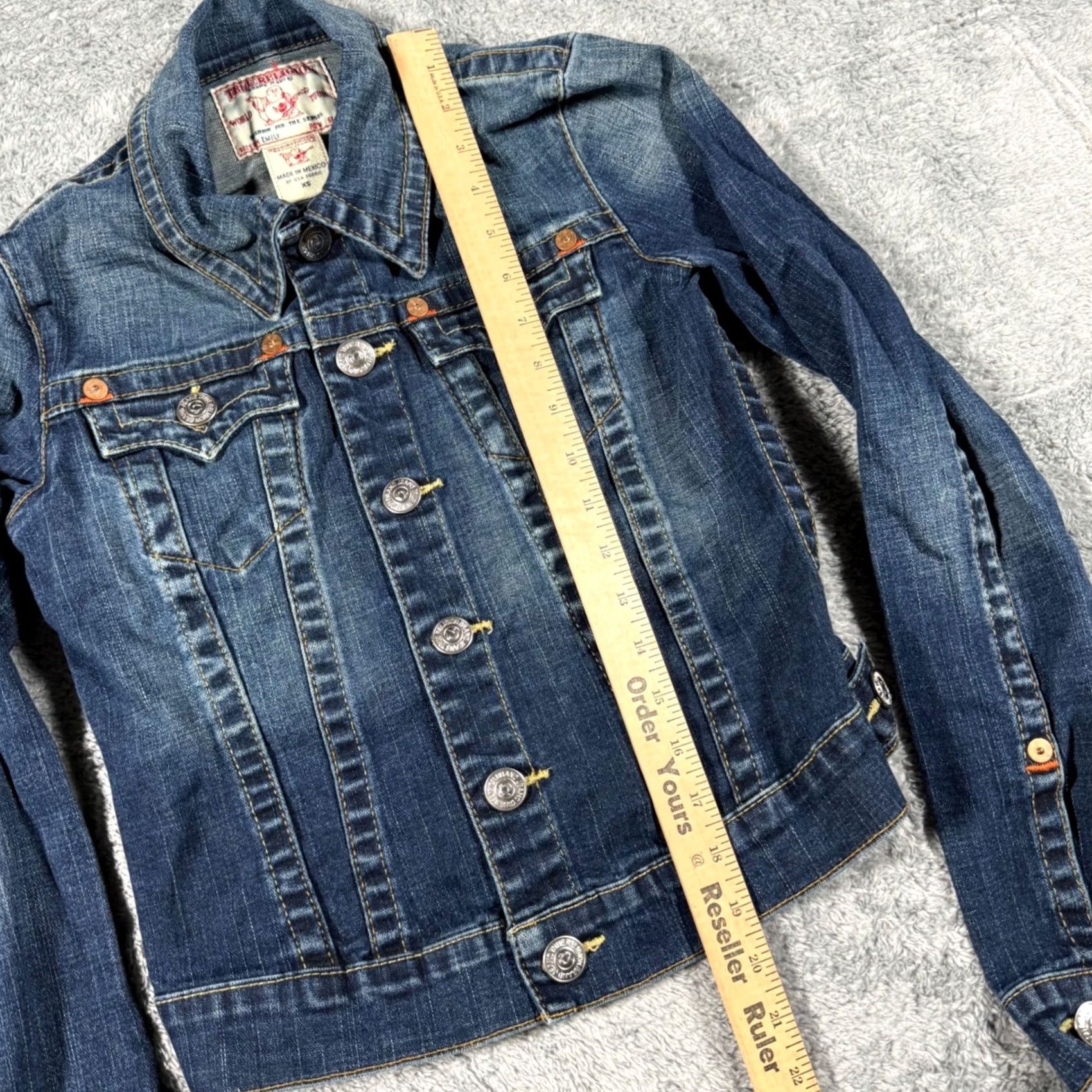 True Religion VINTAGE True Religion Denim Jacket Womens XS Blue Button Front Collared Pockets Slim Casual Denim Jacket Size XS / US 0-2 / IT 36-38 - 5 Thumbnail