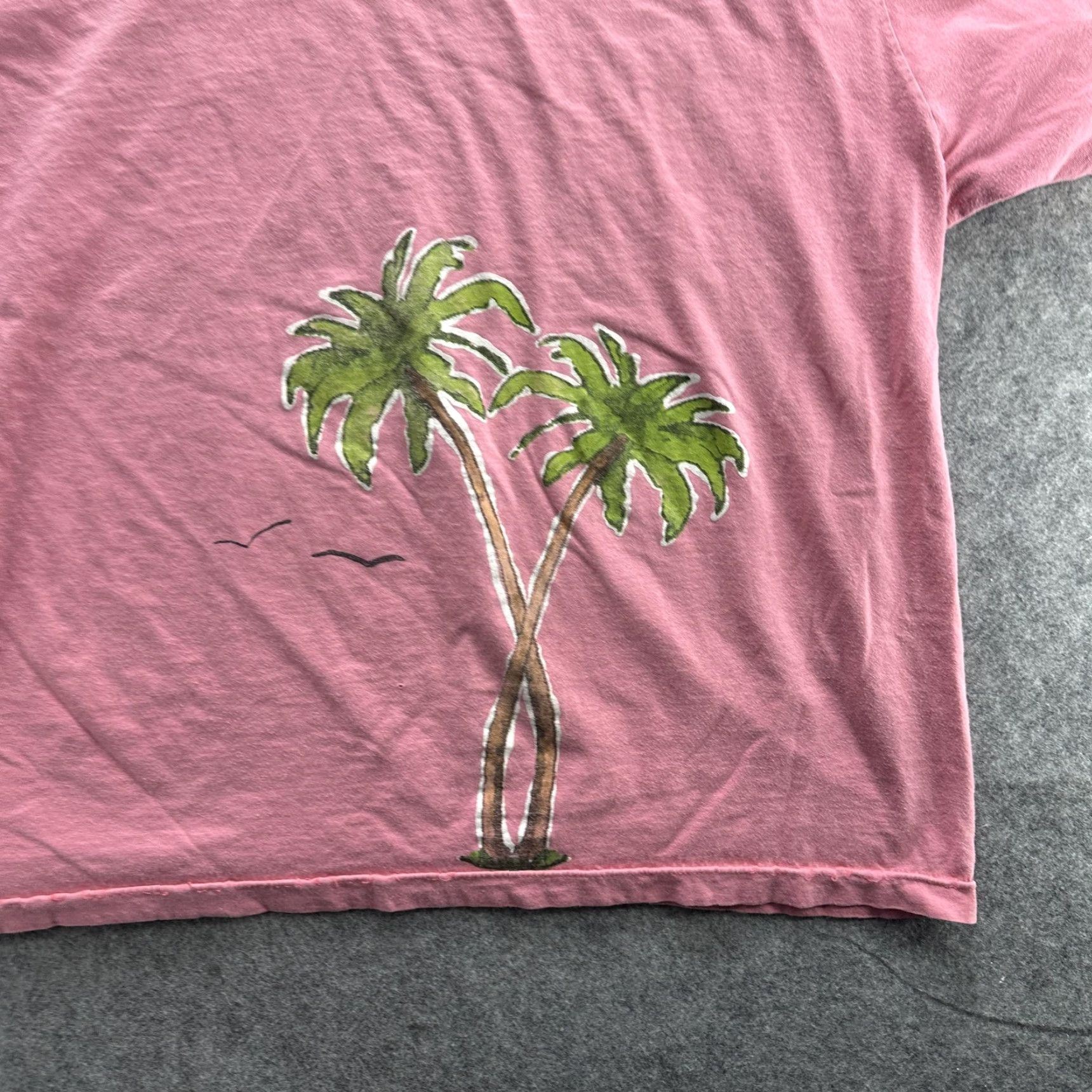Vintage Morning Sun Shirt Womens 2XL Pink Palm Tree Graphic Tee Birds Casual Summer Top Size XXL / US 16-18 / IT 52-54 - 4 Thumbnail