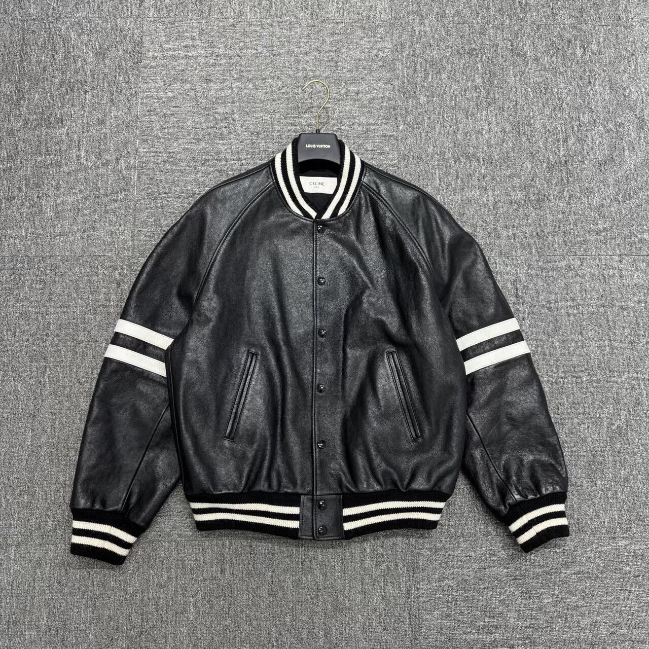 Celine celine striped leather bomber jacket size 46 Size US L / EU 52-54 / 3 - 1 Thumbnail
