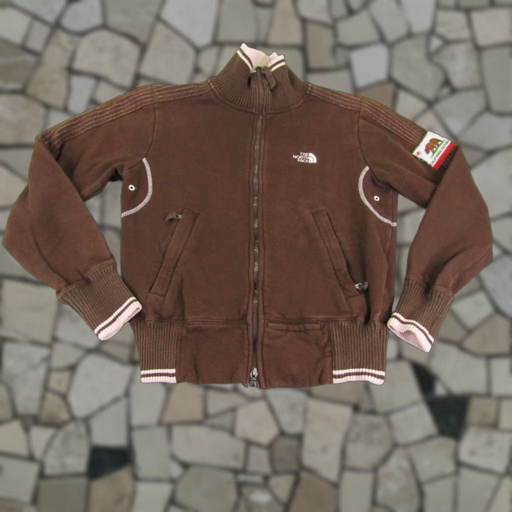 The North Face VINTAGE The North Face Jacket Womens Small Brown Zip Up California Grizzly Bear Flag Sweater Size S / US 4 / IT 40 - 1 Thumbnail
