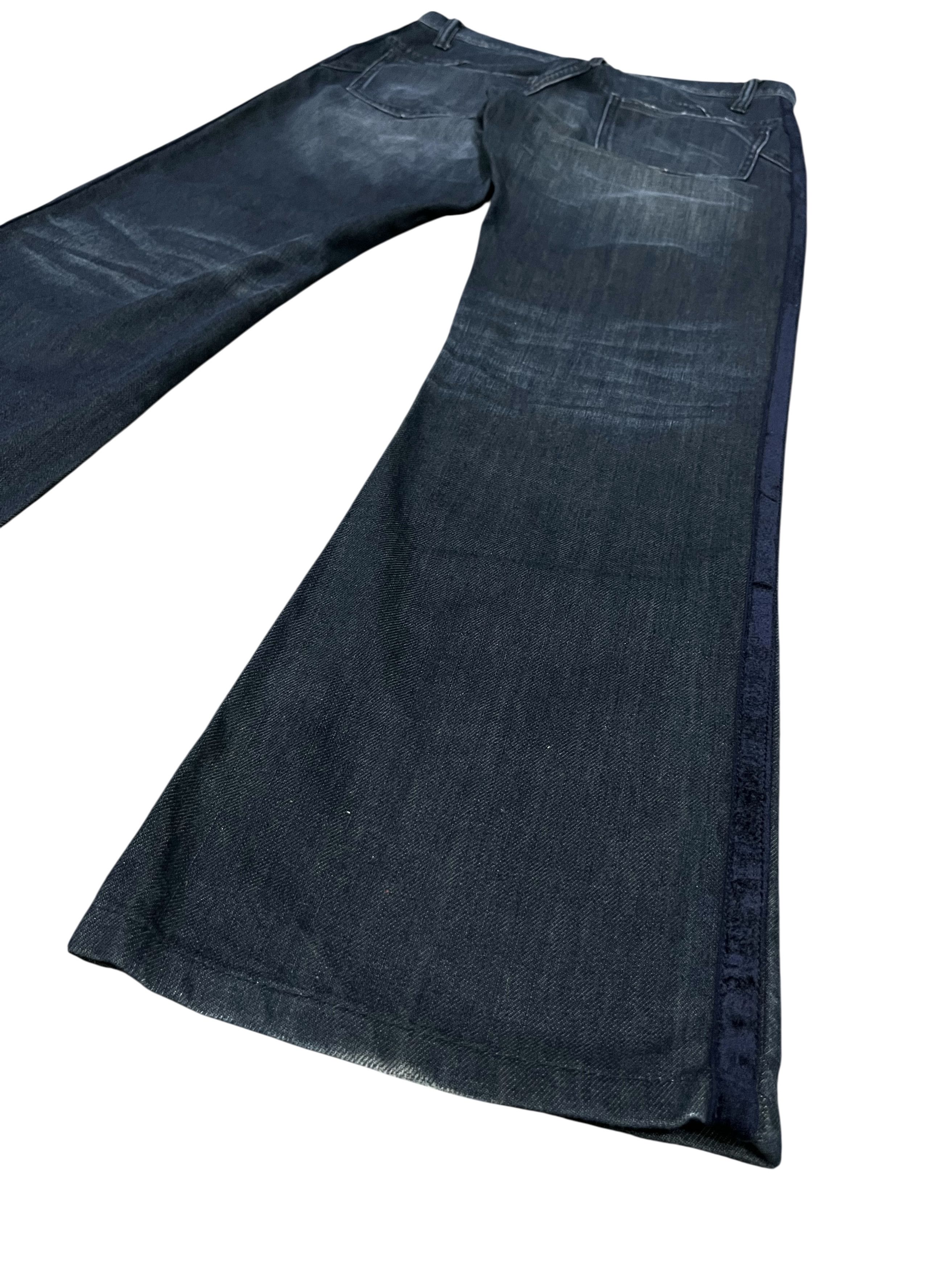 Tete Homme TETE HOMME Velvet Stripe Dark Indigo Flare Denim Jeans Size US 31 - 8 Thumbnail