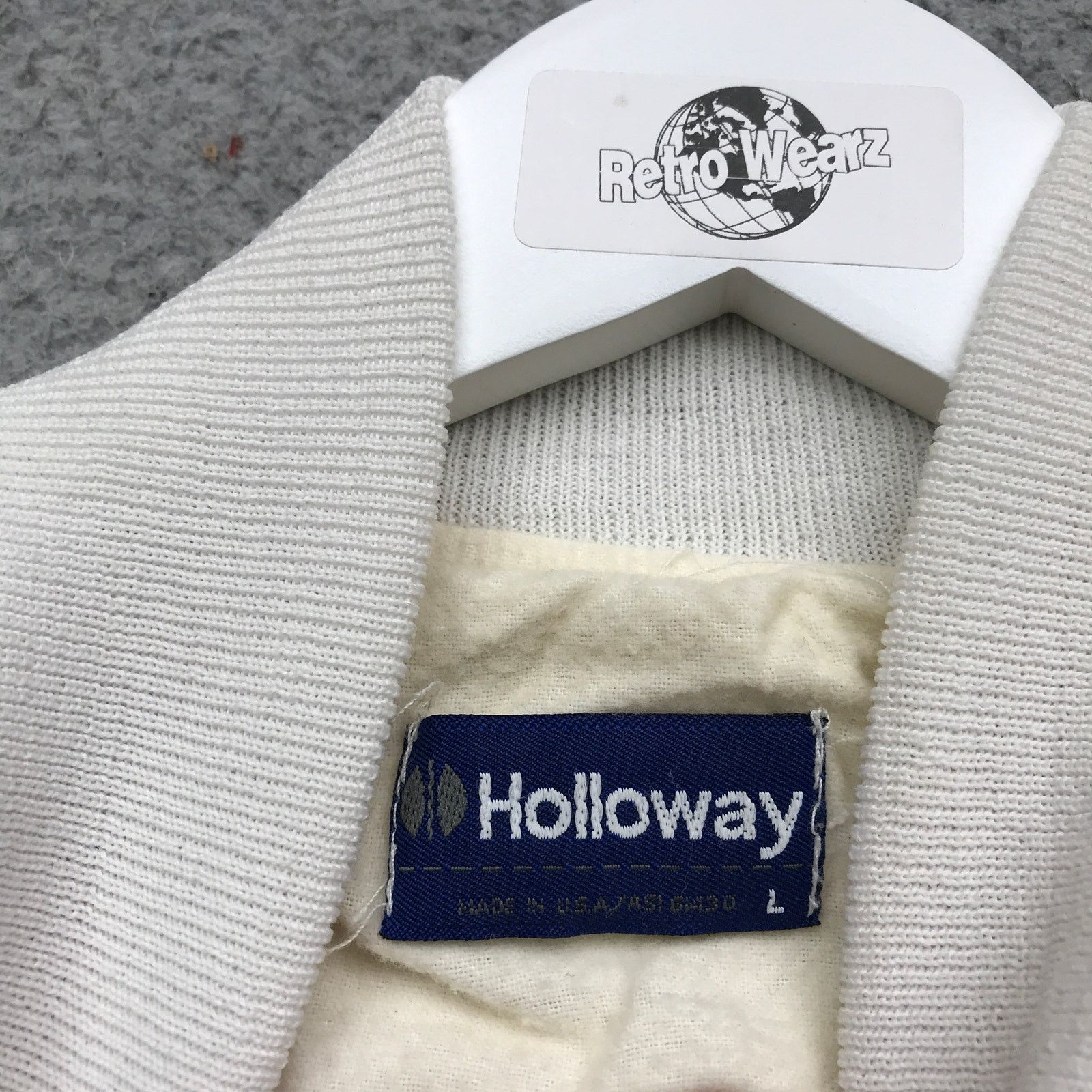 Holloway Vintage 80s Holloway Cham Club Bomber Jacket Mens L White Size US L / EU 52-54 / 3 - 5 Thumbnail