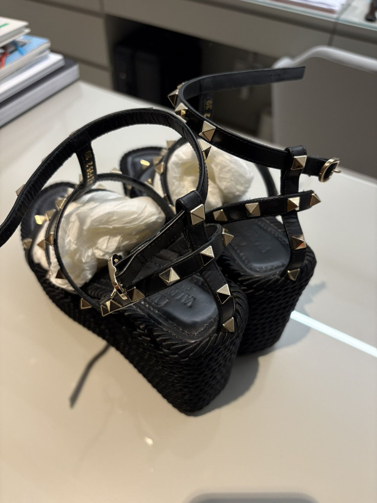 Valentino Valentino Rockstud Wedge Sandals with Calfskin Straps Size US 9 / IT 39 - 4 Thumbnail