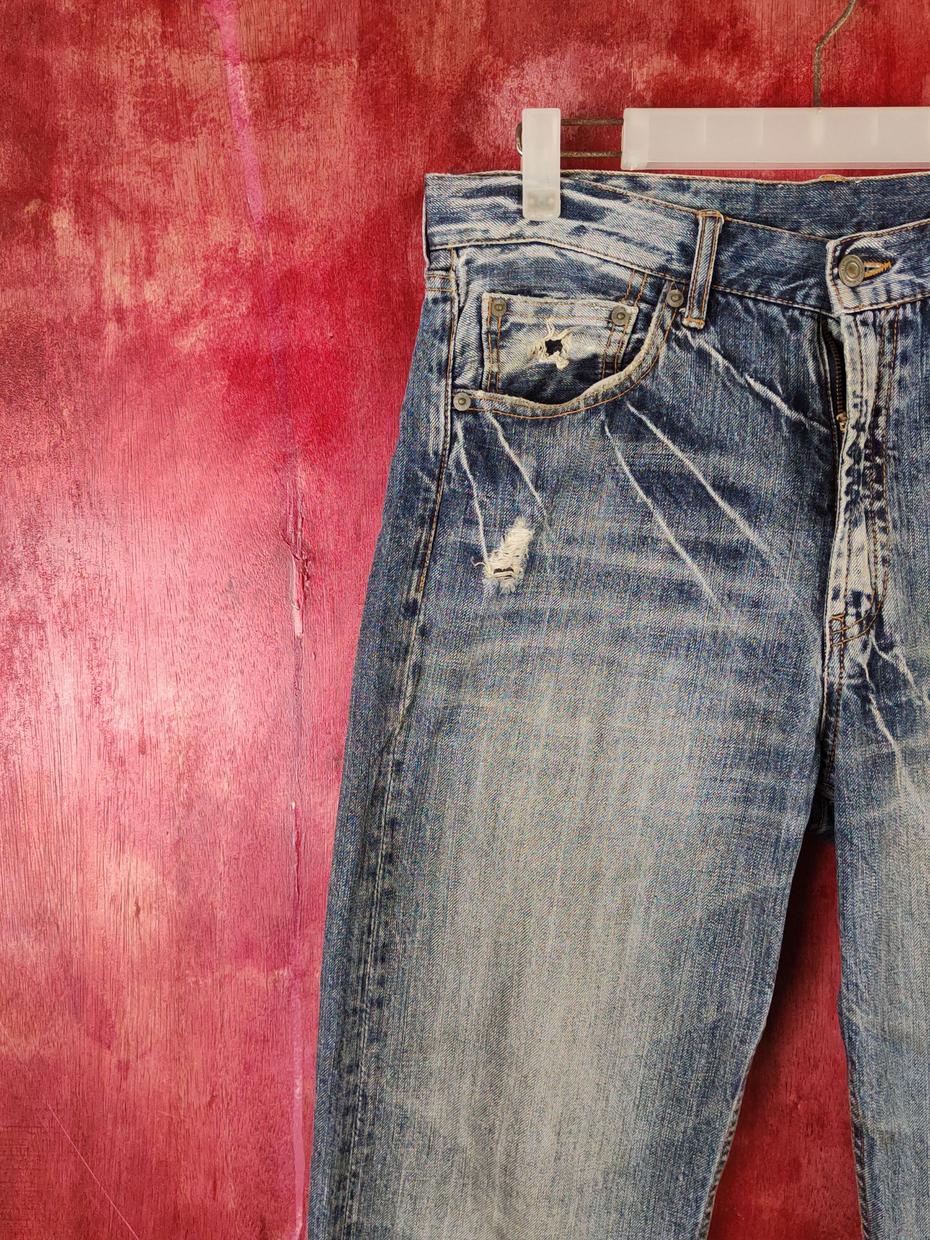Japanese Brand Japanese Brand Blue Faded Distressed Ripped Jeans #S2251 Size US 32 / EU 48 - 3 Thumbnail