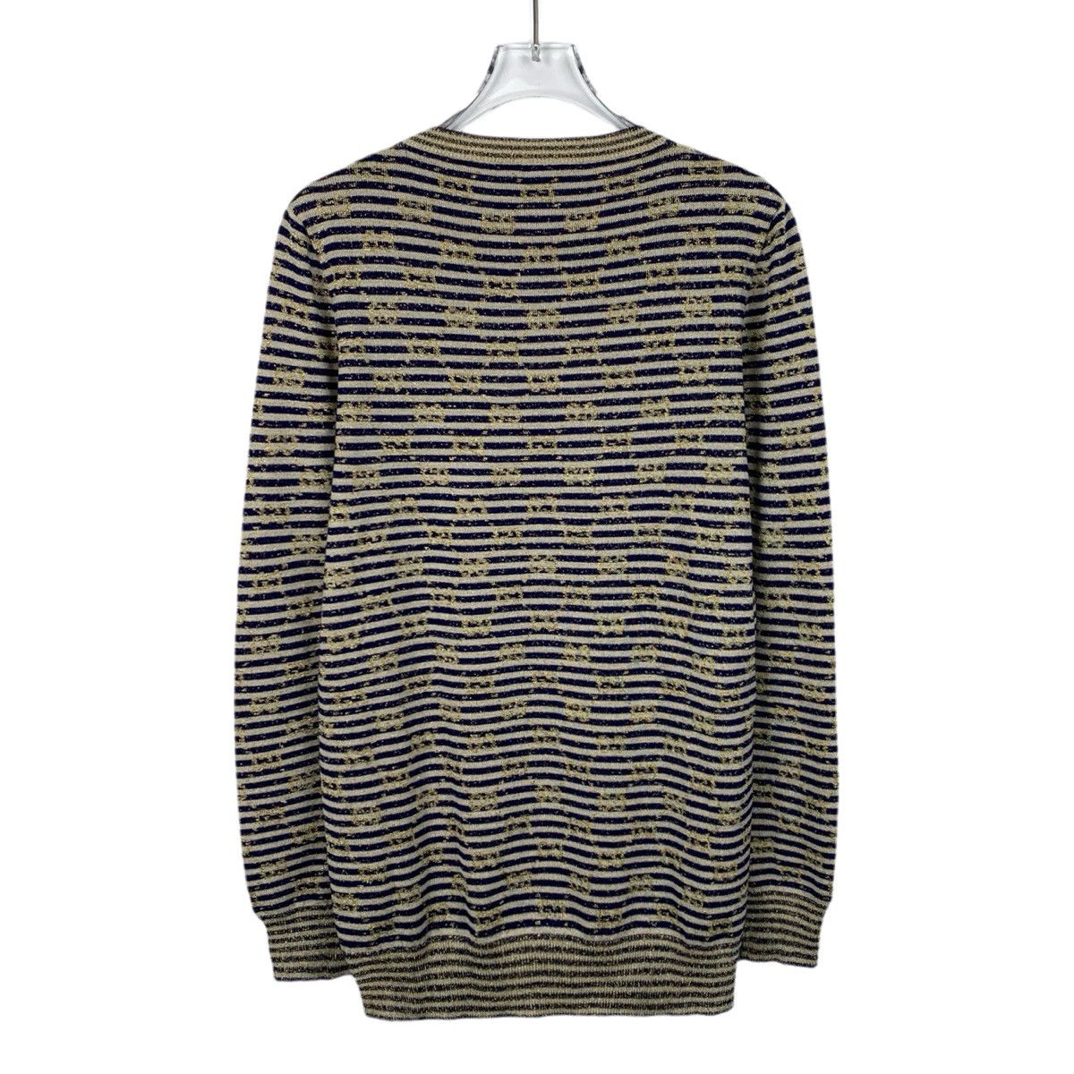Gucci Gucci Striped Logo All Over Print Long Sleeve Knit Top K26WX Size M / US 6-8 / IT 42-44 - 2 Thumbnail