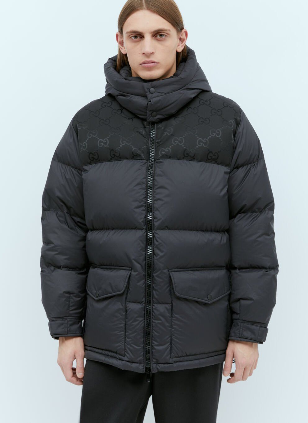 image of Gucci Gg Inserts Down Jacket in Black, Men's (Size XL)