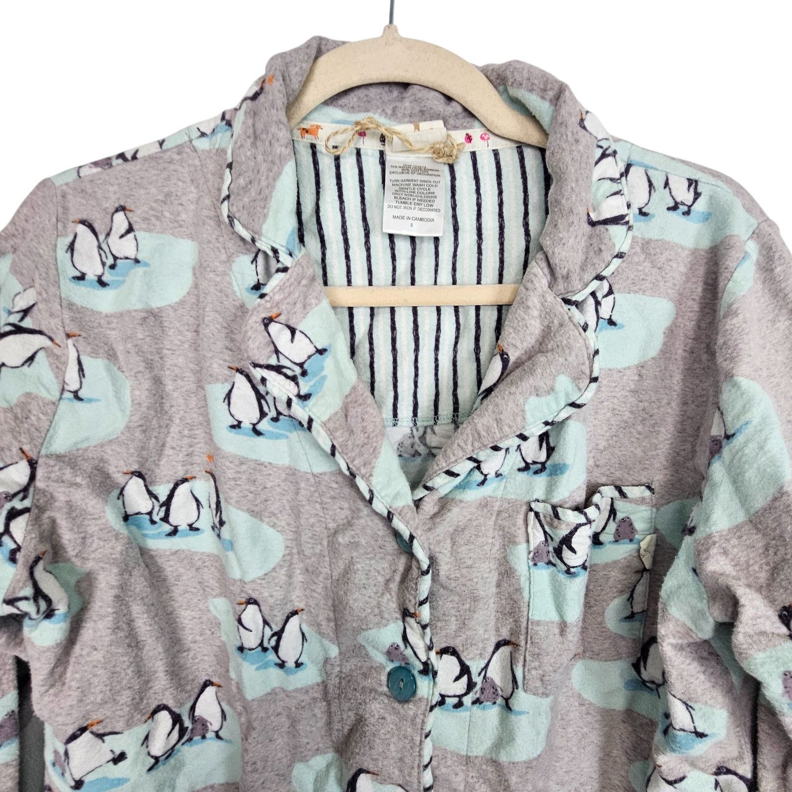 DrunknMunky Munki Munki Womens Flannel Pajama 2pc Set Penguins S Sleep Size ONE SIZE - 2 Thumbnail