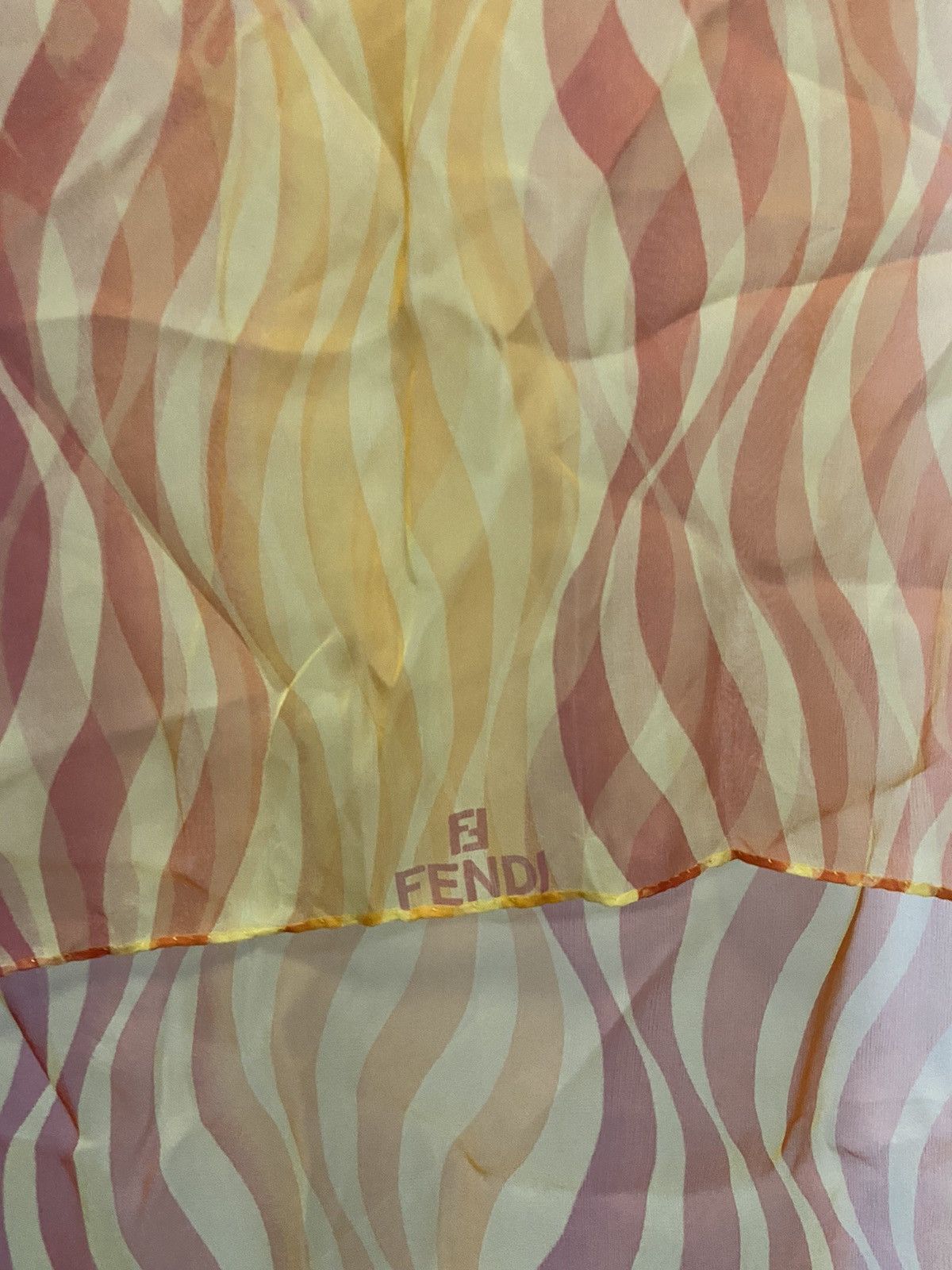 Fendi Fendi silk scarf patterns waves luxury logo FF Size ONE SIZE - 3 Thumbnail