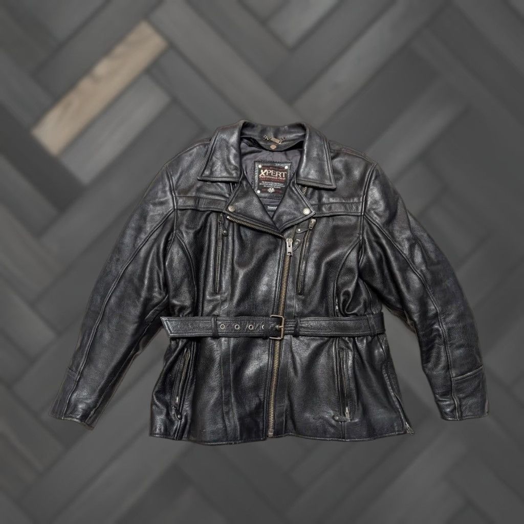 Vintage VINTAGE Xpert Motorcycle Jacket Women 2XL Black Belted Ventilated Leather Coat Size XXL / US 16-18 / IT 52-54 - 1 Thumbnail