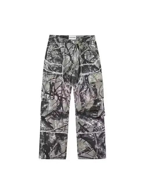 Jean Retro Camo Multi-Pocket Wide-Leg Cargo Jeans Size US 31 - 5 Thumbnail