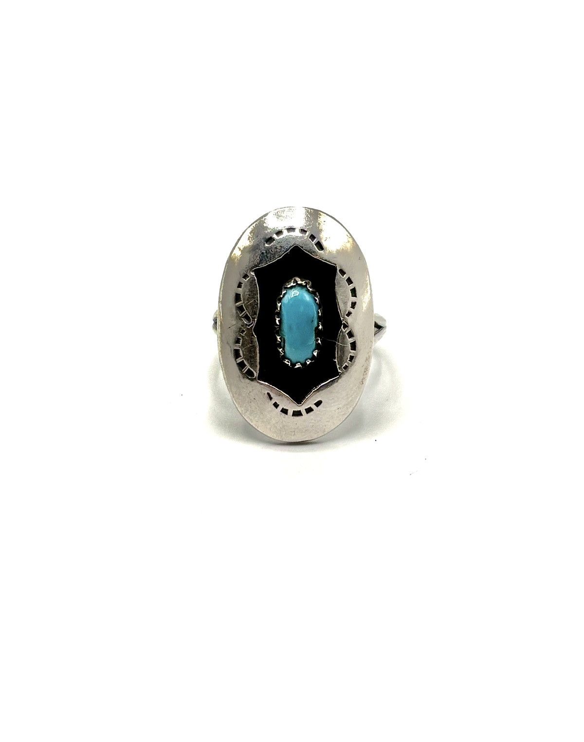 Sterling Silver Navajo .925 Sterling Silver Turquoise Ring Size ONE SIZE - 2 Thumbnail