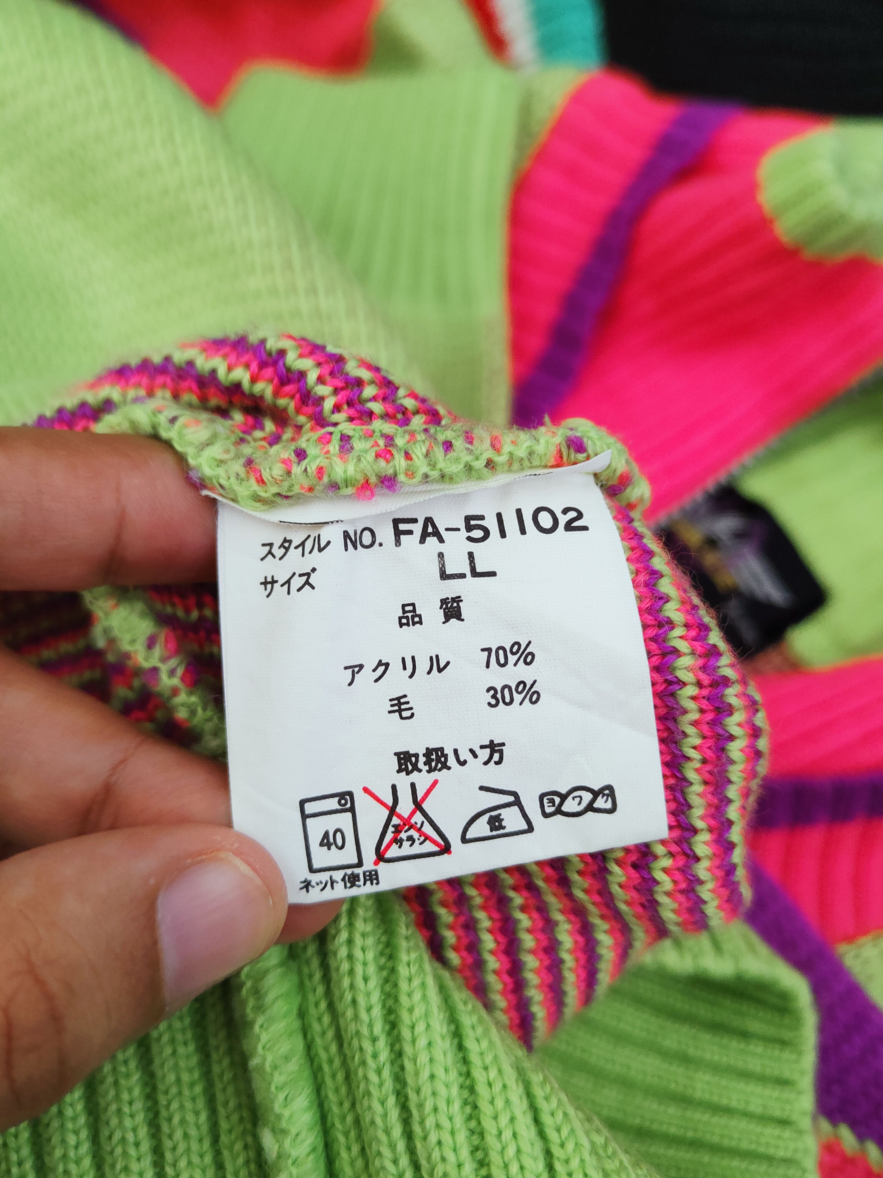 Vintage Fablice Green Pink art vintage Knitwear Sweatshirts #W818 Size US L / EU 52-54 / 3 - 12 Thumbnail